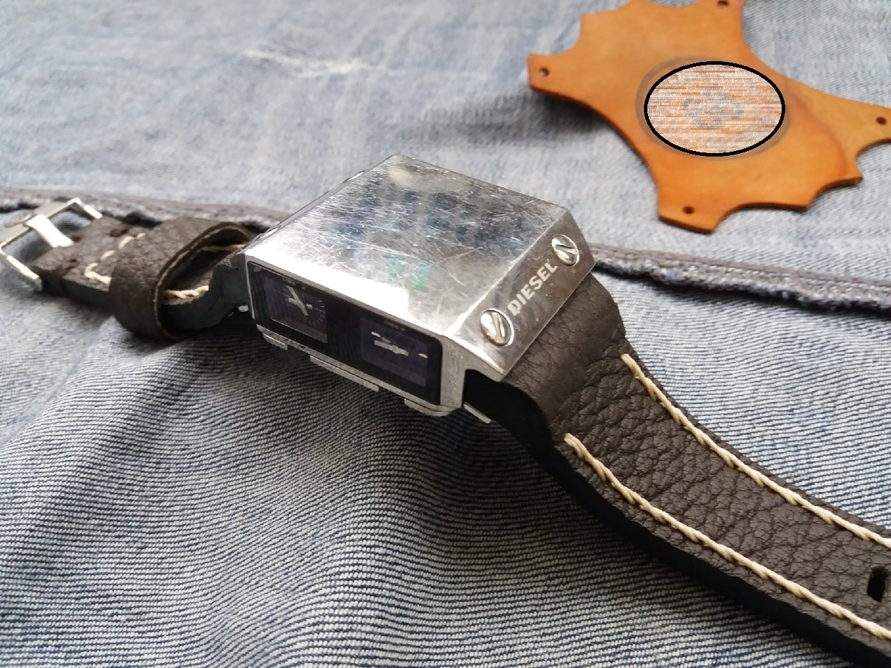 Diesel watch strap or where is the dial???? - My, Strap, Longpost, Leather products, Clock, Needlework with process