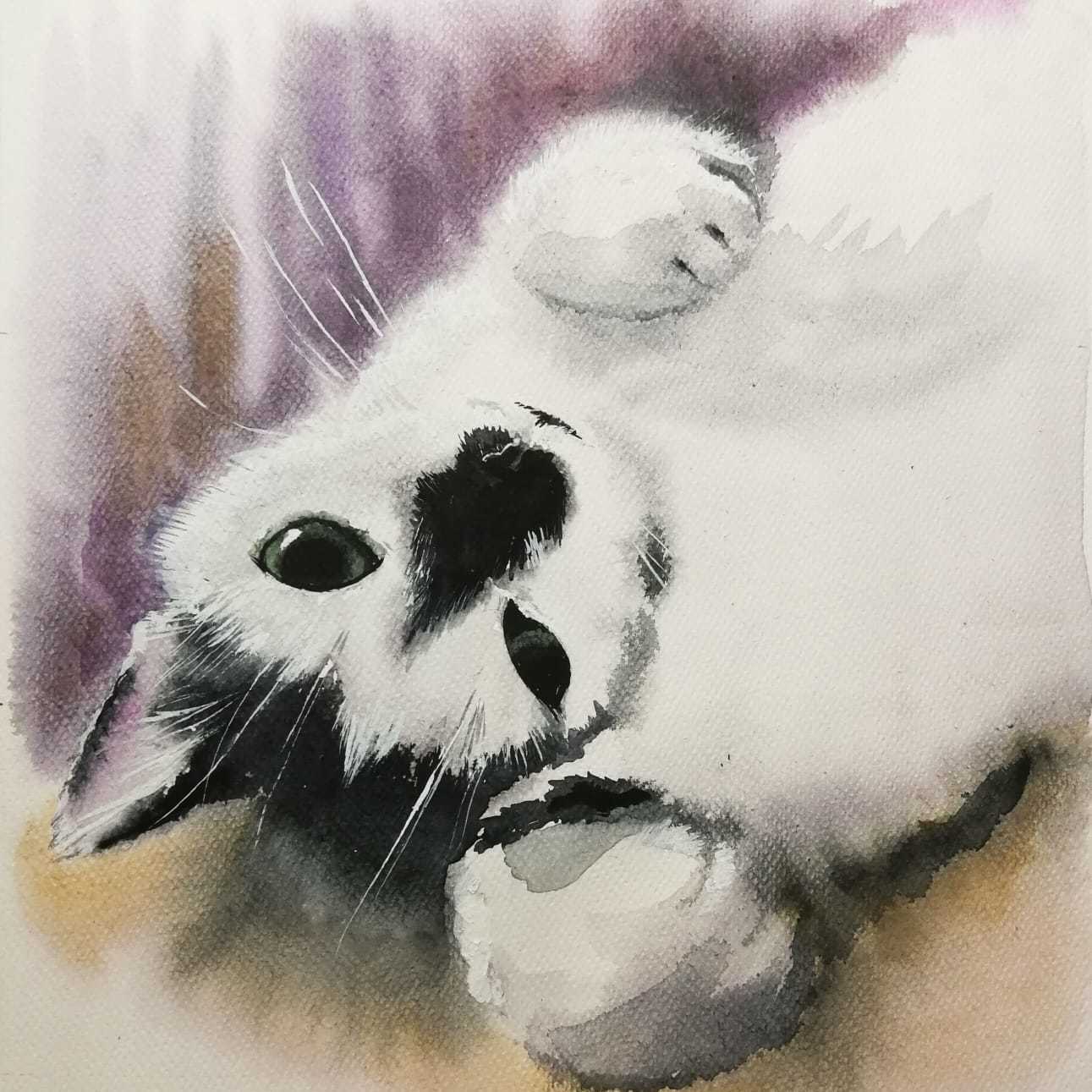 Cat. Watercolor - My, Watercolor, Drawing, cat, Pets, Art, Artist