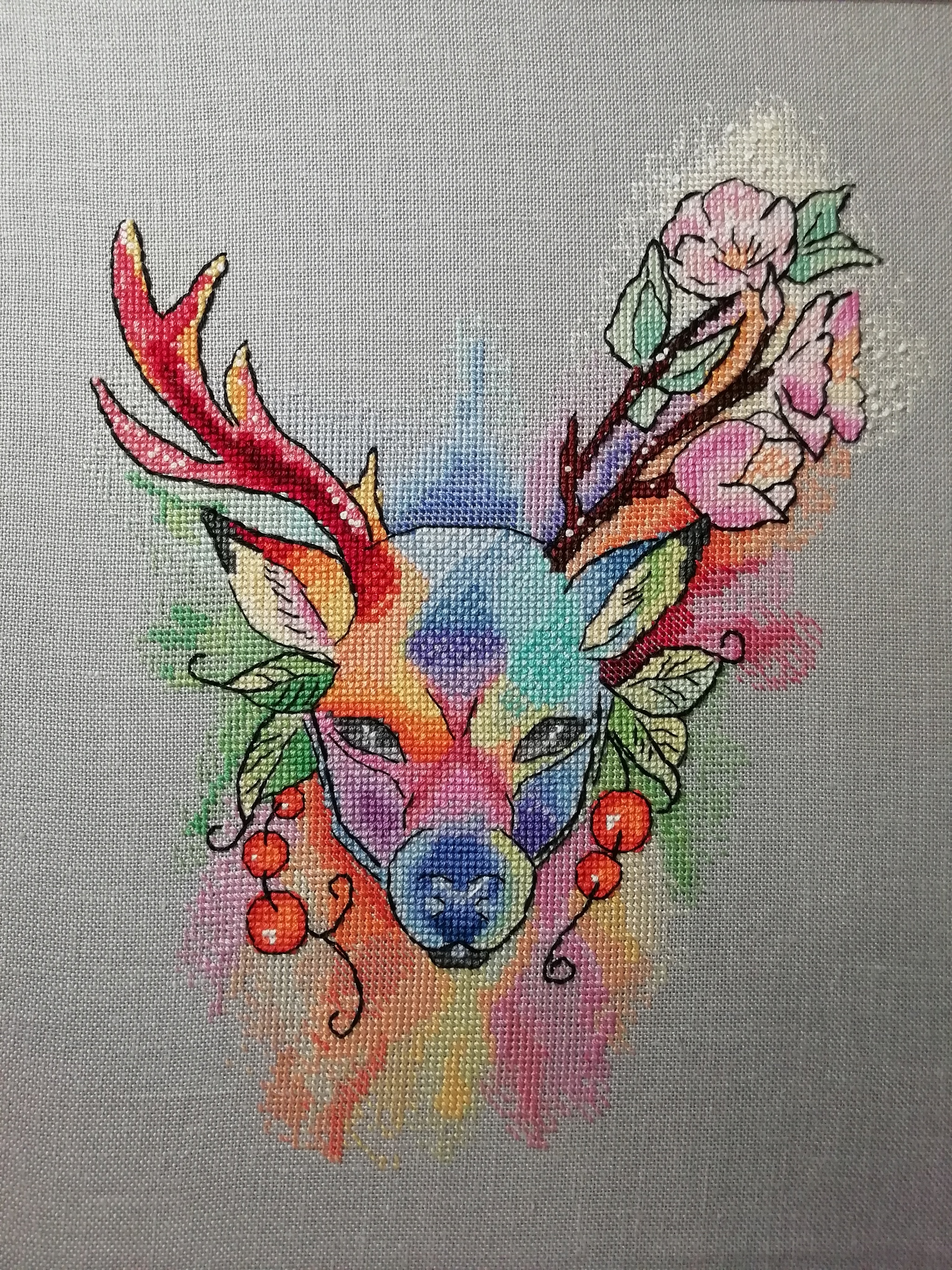 Deer - My, Embroidery, Cross-stitch, With your own hands, Hobby, Needlework without process, Longpost