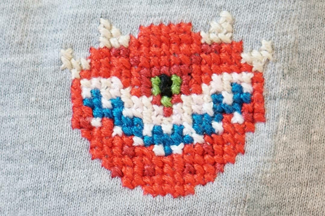 Cacodemon retro - My, Doom, Pixel Art, Embroidery, Video game, Needlework without process