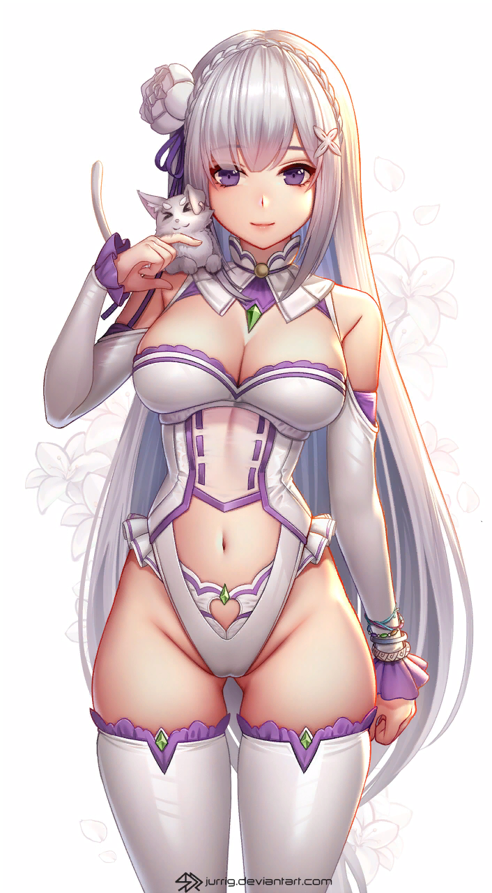 Emilia - NSFW, Emilia, Puck, Re: Zero Kara, Anime art, Anime