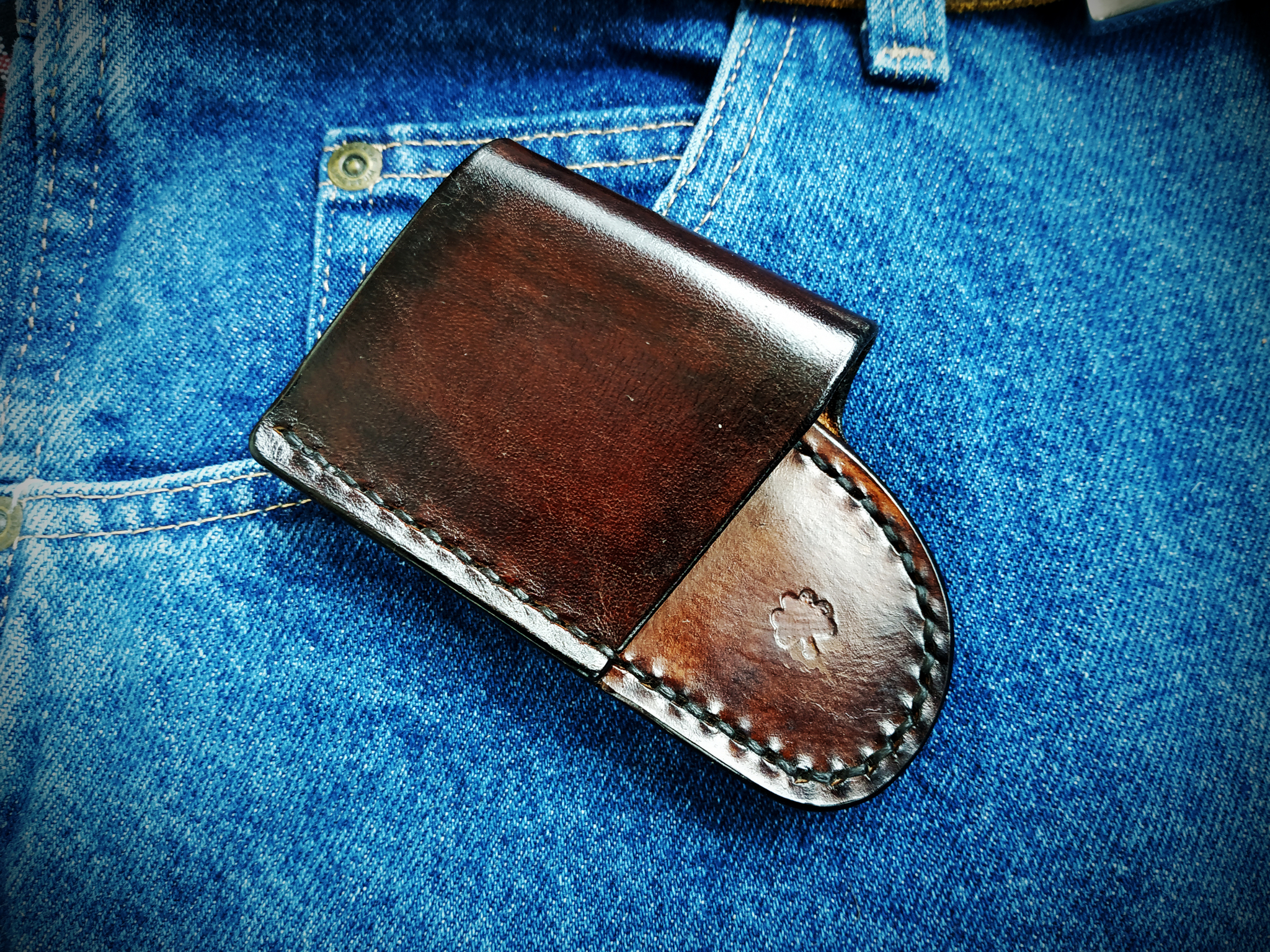 Sheath-holster for a folding knife_part 2 - My, With your own hands, Handmade, Leather, EDC, Needlework without process, Longpost, Sheath, Leather products