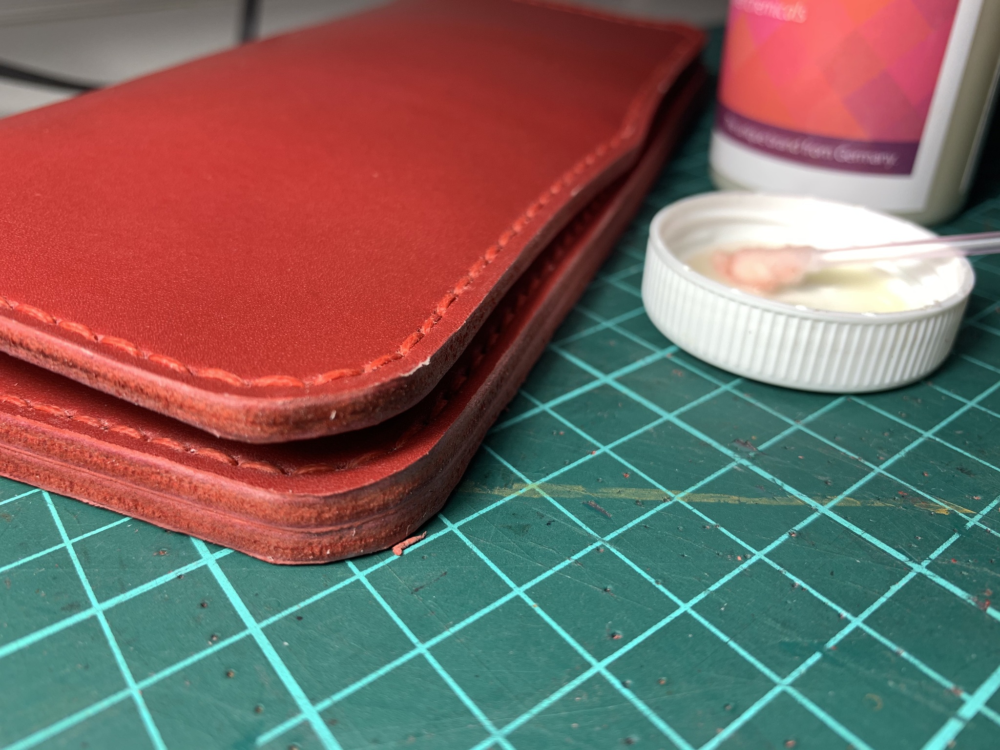 Very red women's wallet (+ process photo) - My, Leather products, With your own hands, Longpost, Wallet