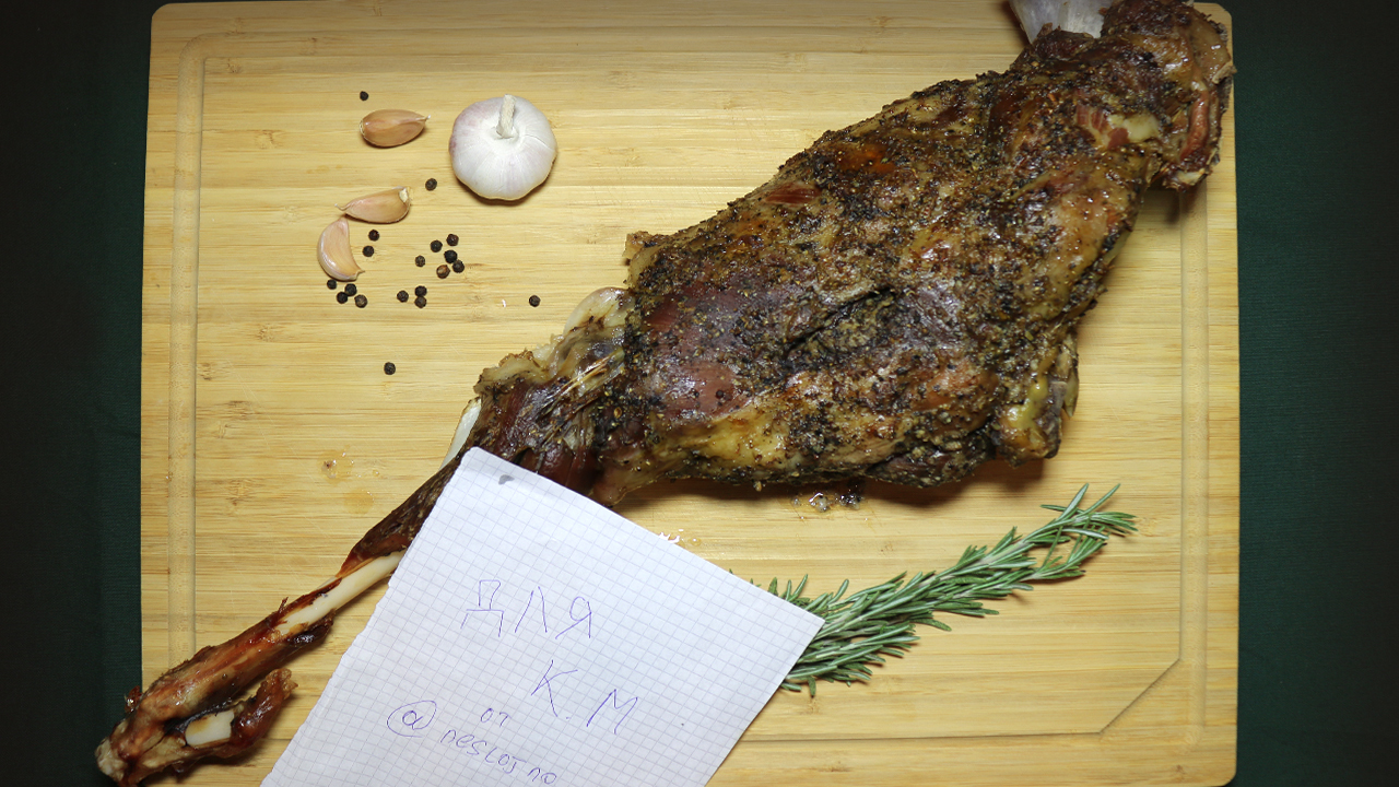 Delicious leg of lamb in the oven - My, Food, Video recipe, Longpost, Mutton, Video, Recipe, Oven