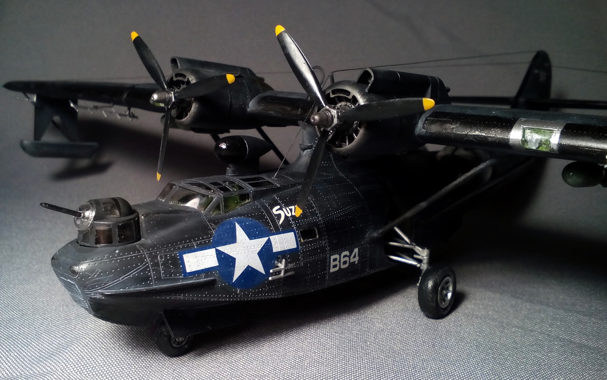 Чёрная кошка. Consolidated PBY-5A Catalina - Моё, Стендовый моделизм, Сборная модель, Авиамоделизм, Вторая мировая война, История, Самолет-Амфибия, Каталина, Длиннопост