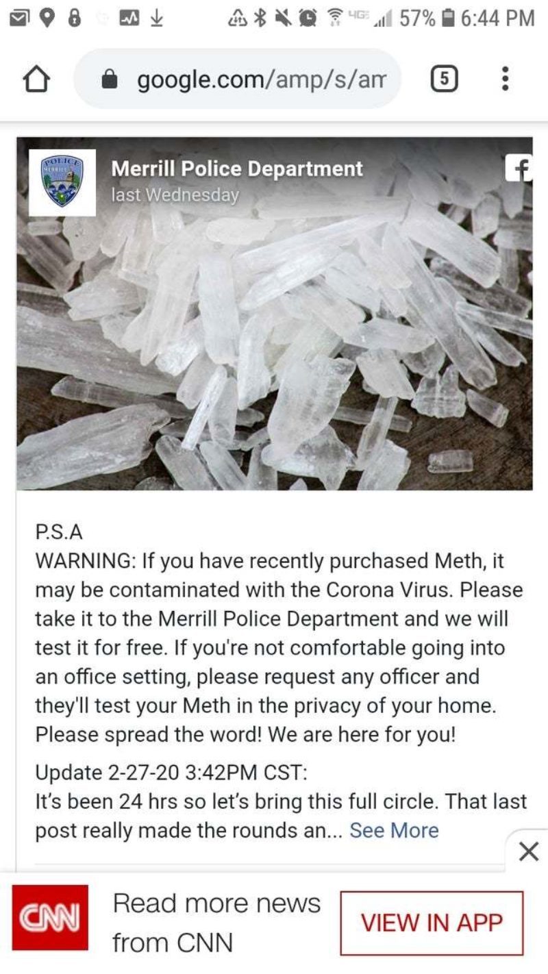 At first I thought it was fake. No... - USA, Drugs, Coronavirus, Methamphetamine, Announcement, Test