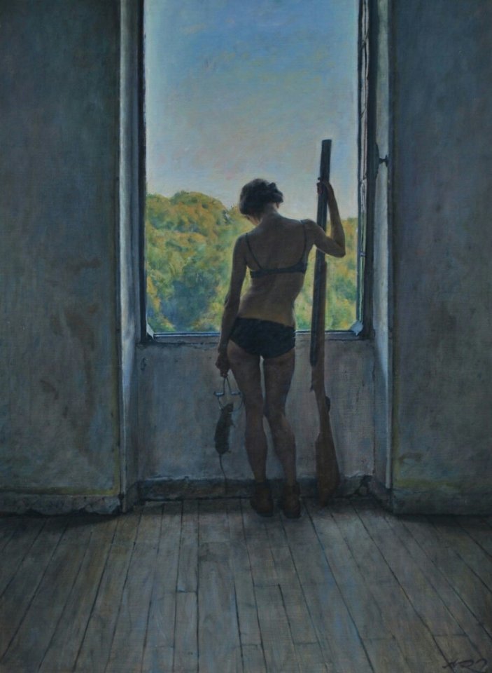 Artist Alex Russell Flint - Art, Drawing, A selection, Girls, Girl, Weapon, Window, Longpost, Alex Russell Flint