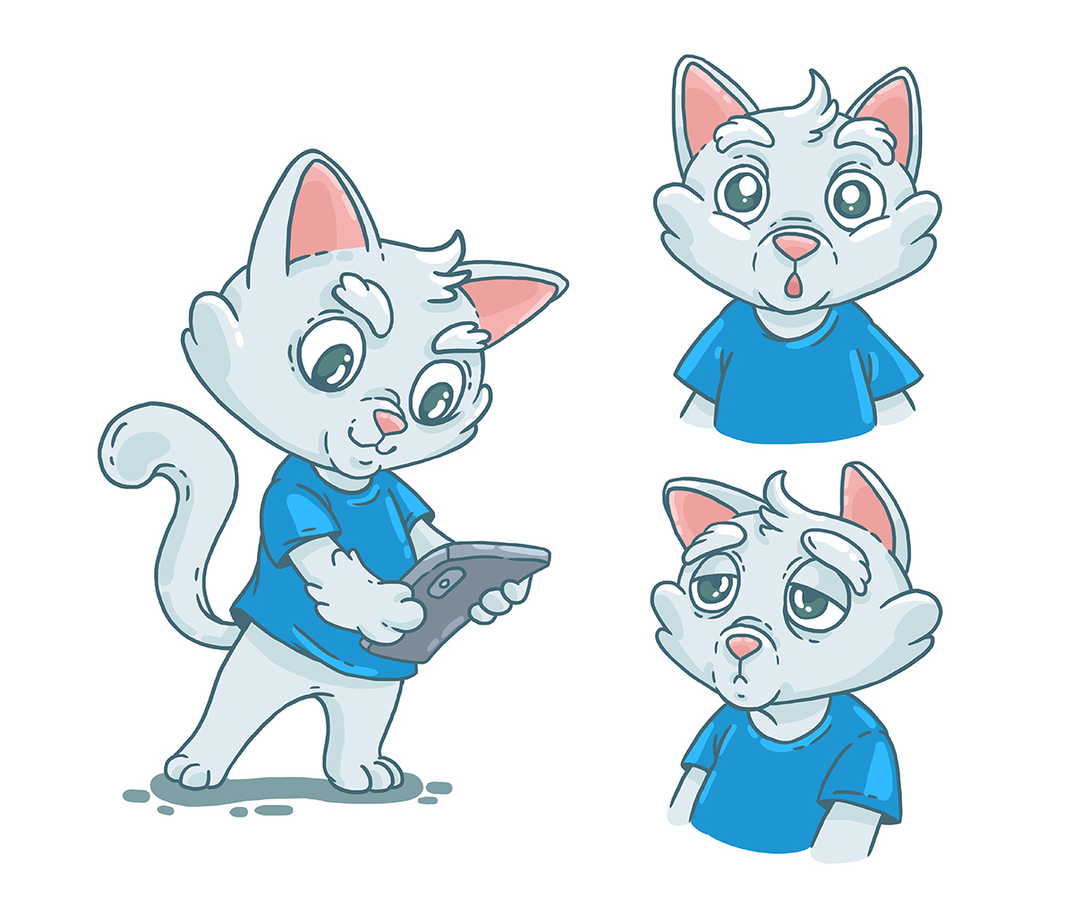 Character and stickers - My, Telegram stickers, Character Creation, Beaver draws, Digital drawing, cat, Longpost