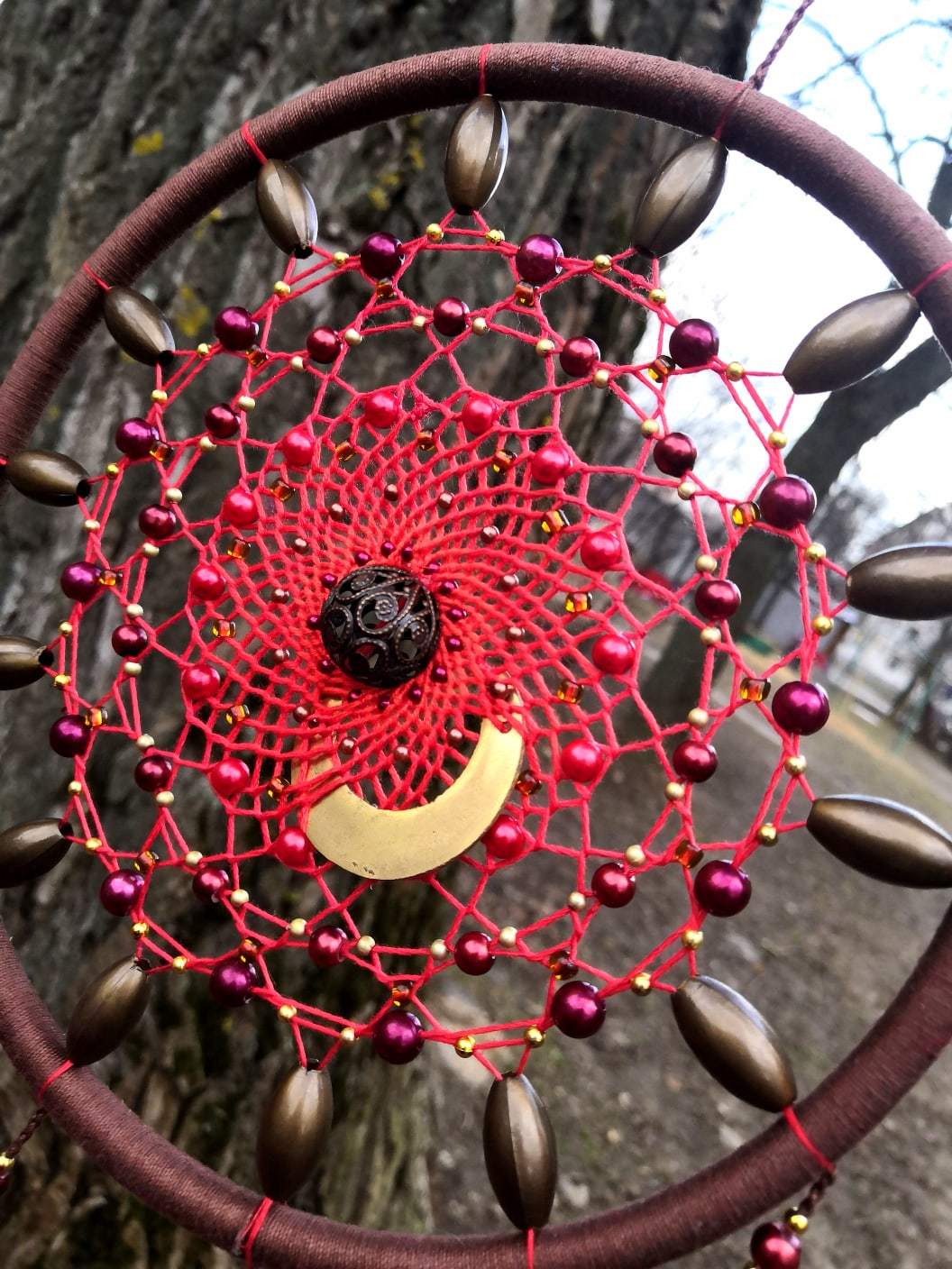 Dreamcatcher Prince of Samhain - My, Needlework without process, Dreamcatcher, Interior, Amulet, Autumn, Longpost