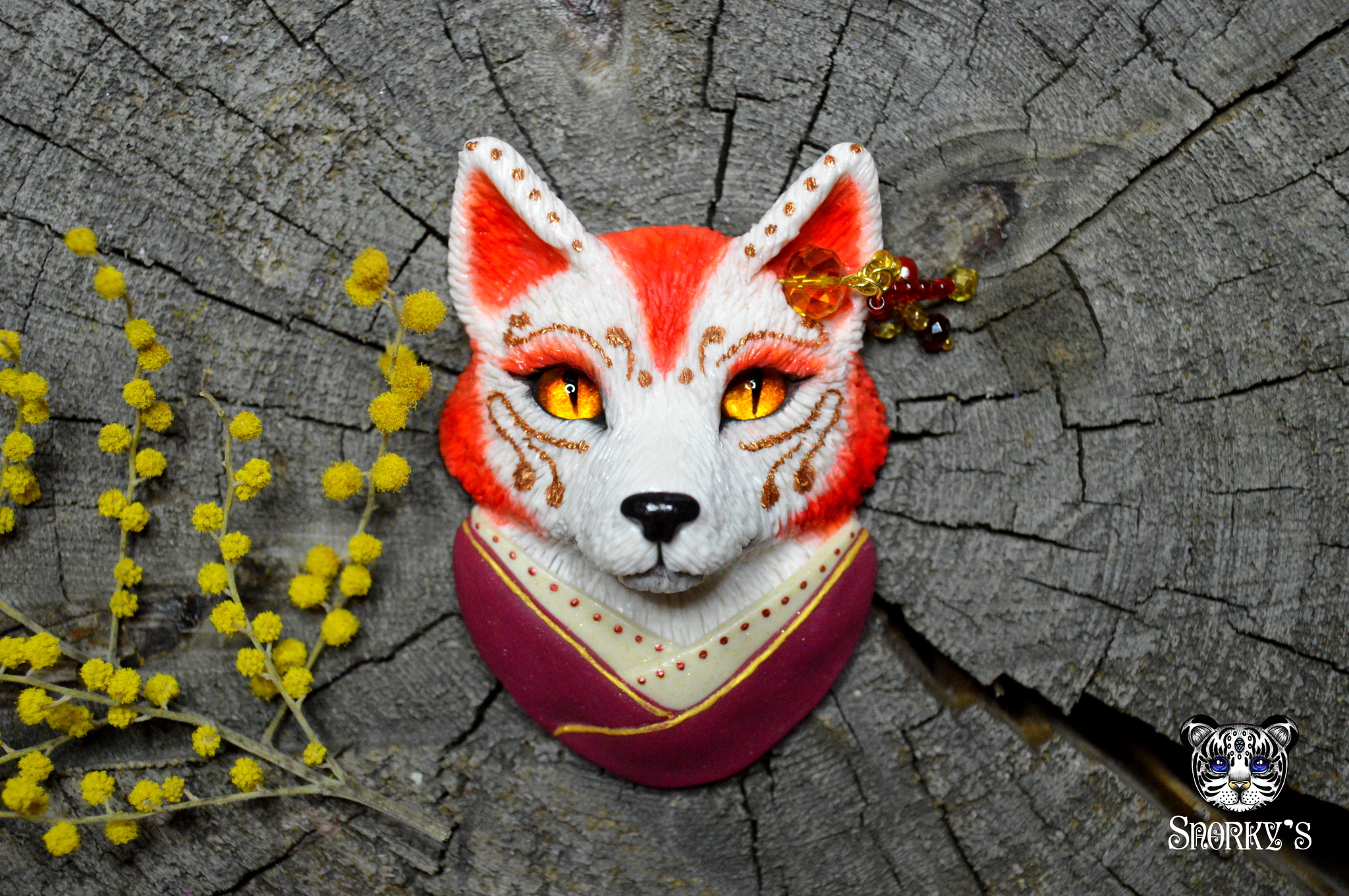 Kitsune made of polymer clay - My, Kitsune, Fox, Polymer clay, Needlework without process