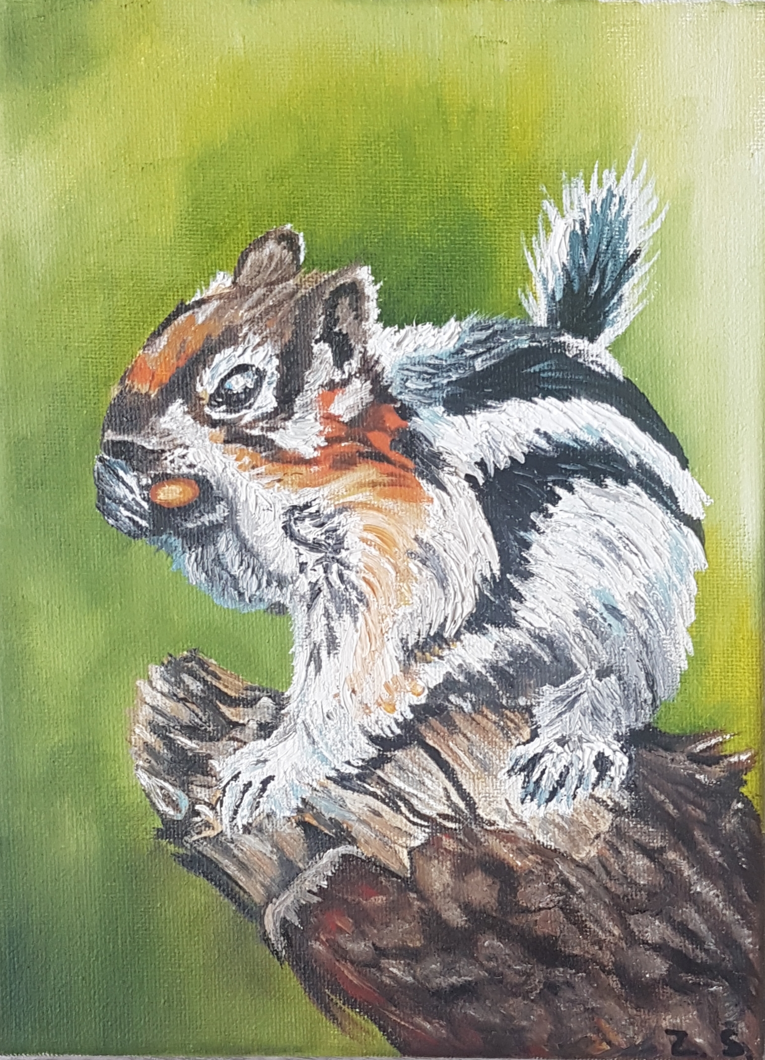 Chipmunk - My, Chipmunk, Butter, Learning to draw, Painting, Animals, Longpost