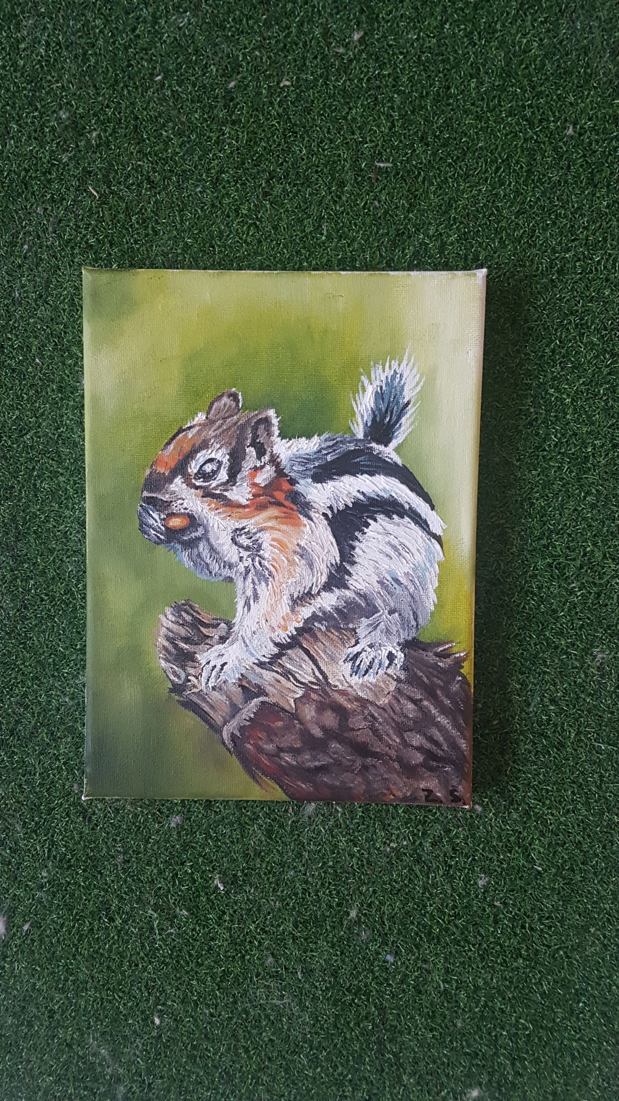 Chipmunk - My, Chipmunk, Butter, Learning to draw, Painting, Animals, Longpost