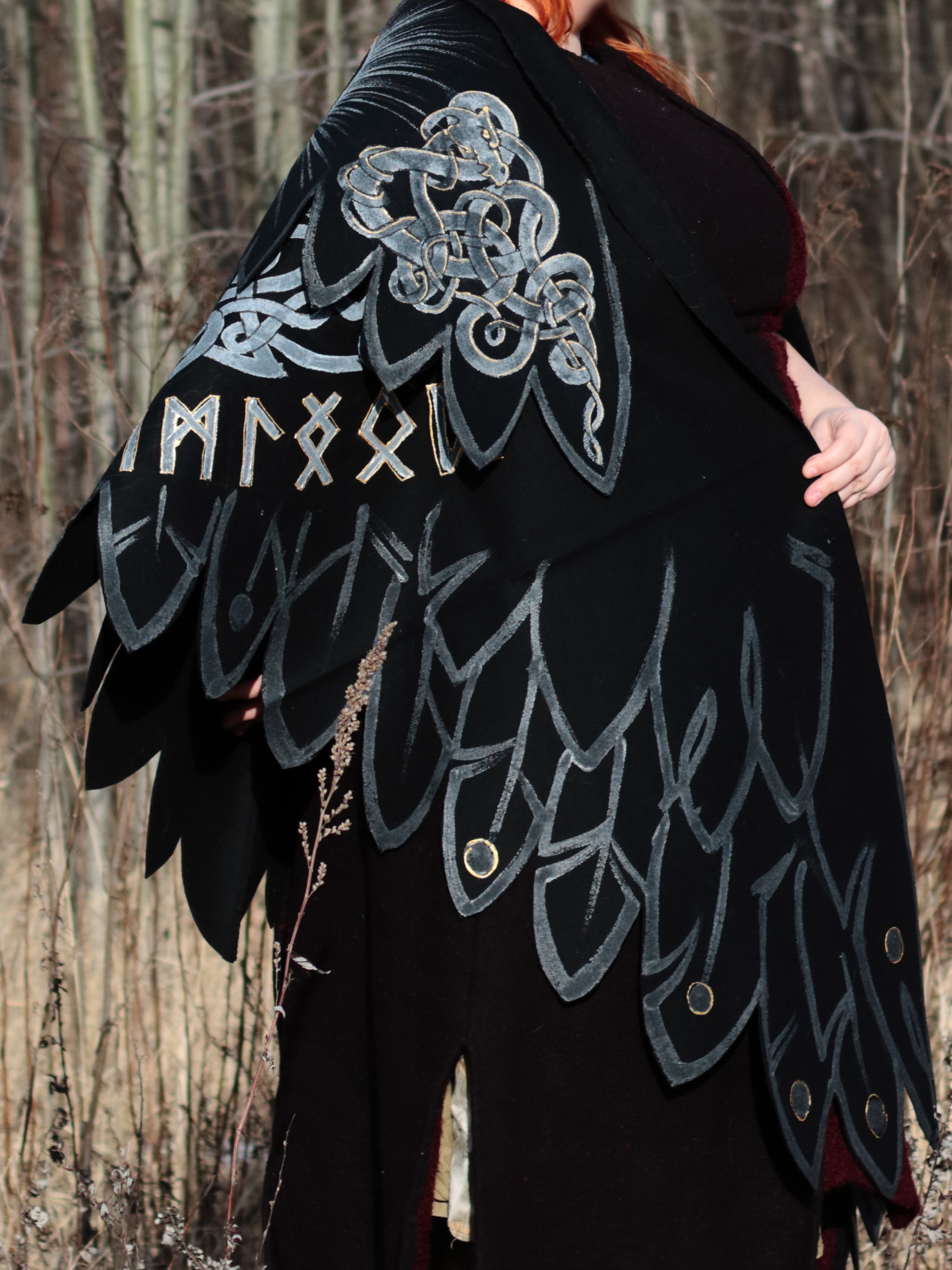 Shawl-wings Alchemy version with modifications - My, Kai Yara, Boho, Silmarillas, Runes, Painting on fabric, Warm clothes, Longpost, Shawl