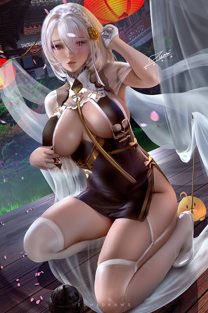 Sirius - NSFW, Anime, Anime art, Azur lane, Sirius, Art, Erotic, Boobs, Zumidraws, Longpost