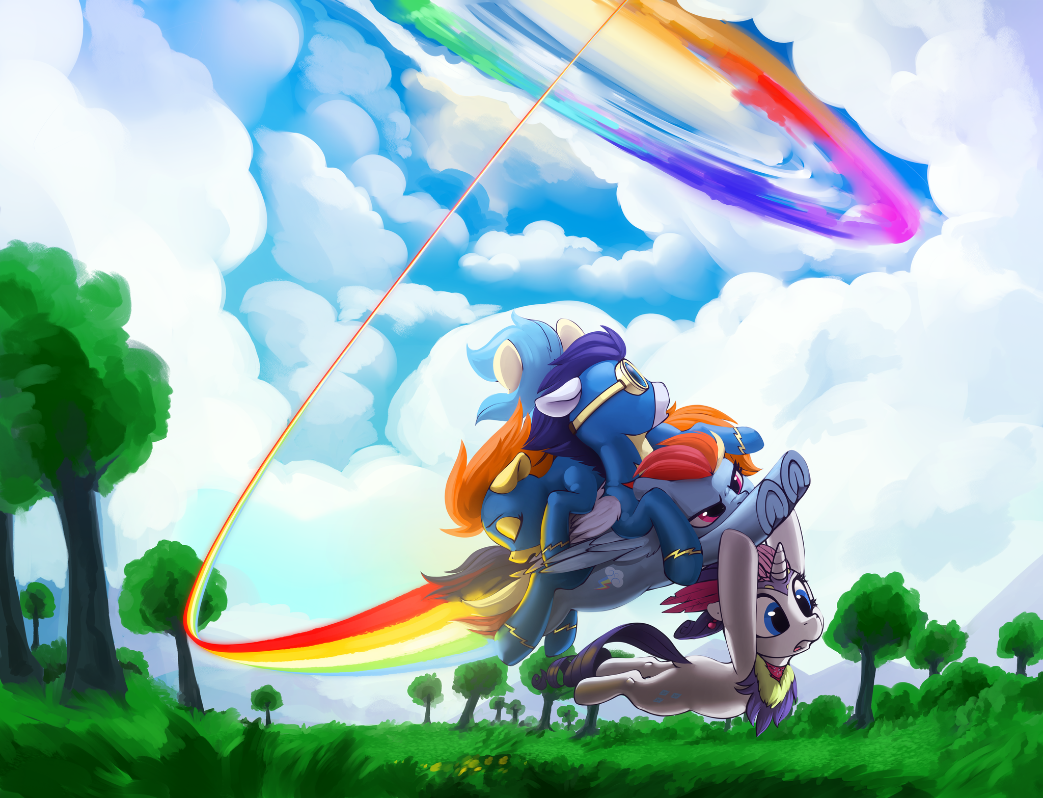 Бдыщ! - My Little Pony, PonyArt, Rainbow Dash, Rarity, Spitfire, Soarin, MLP season 1, Dimfann