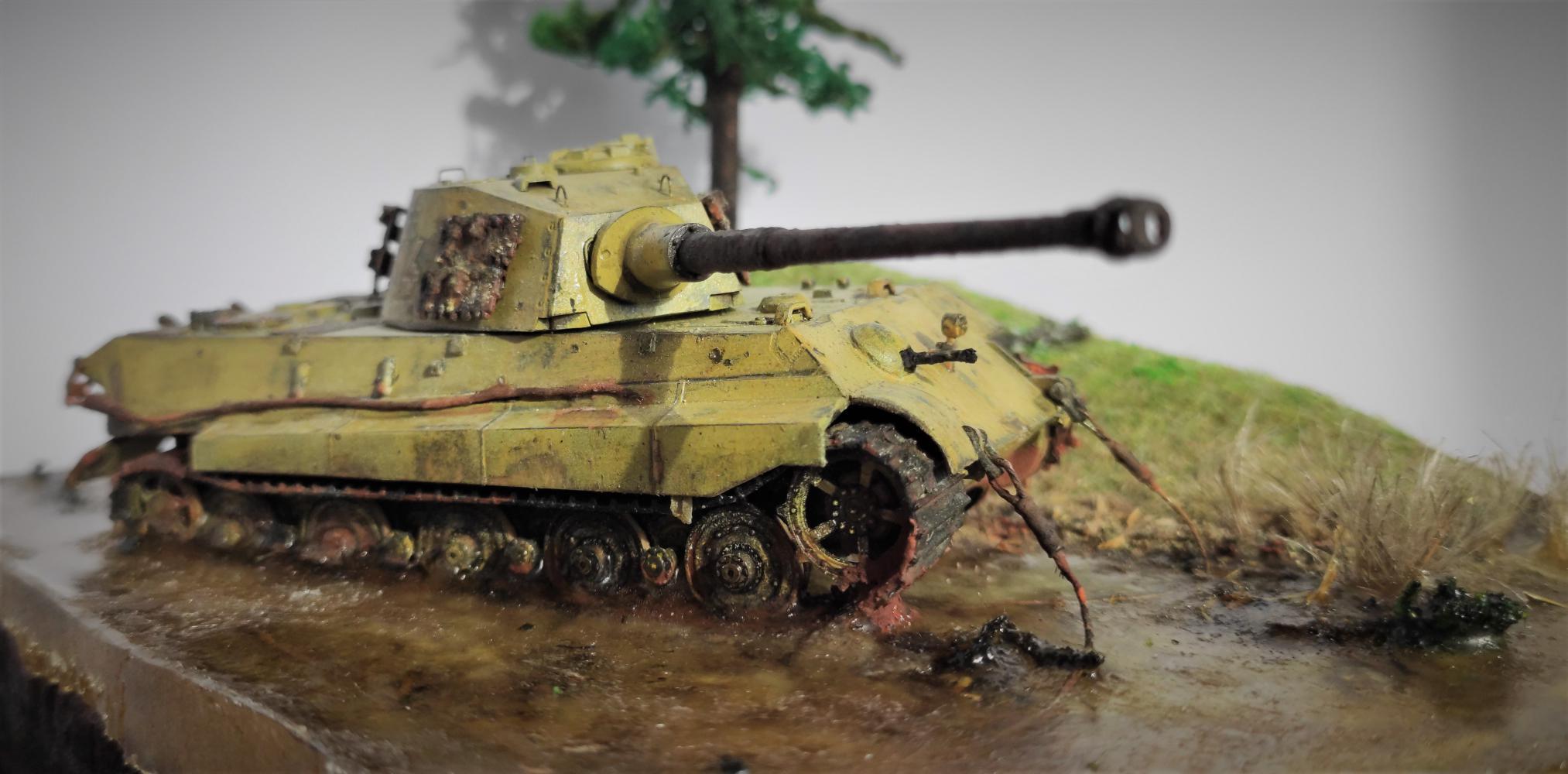 Diorama Unfortunate King (Tiger II) - My, Stand modeling, Diorama, Tanks, Tiger, Tiger II, Tiger 2, Video, Longpost