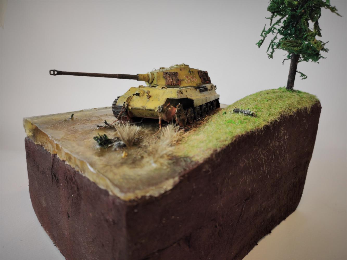 Diorama Unfortunate King (Tiger II) - My, Stand modeling, Diorama, Tanks, Tiger, Tiger II, Tiger 2, Video, Longpost