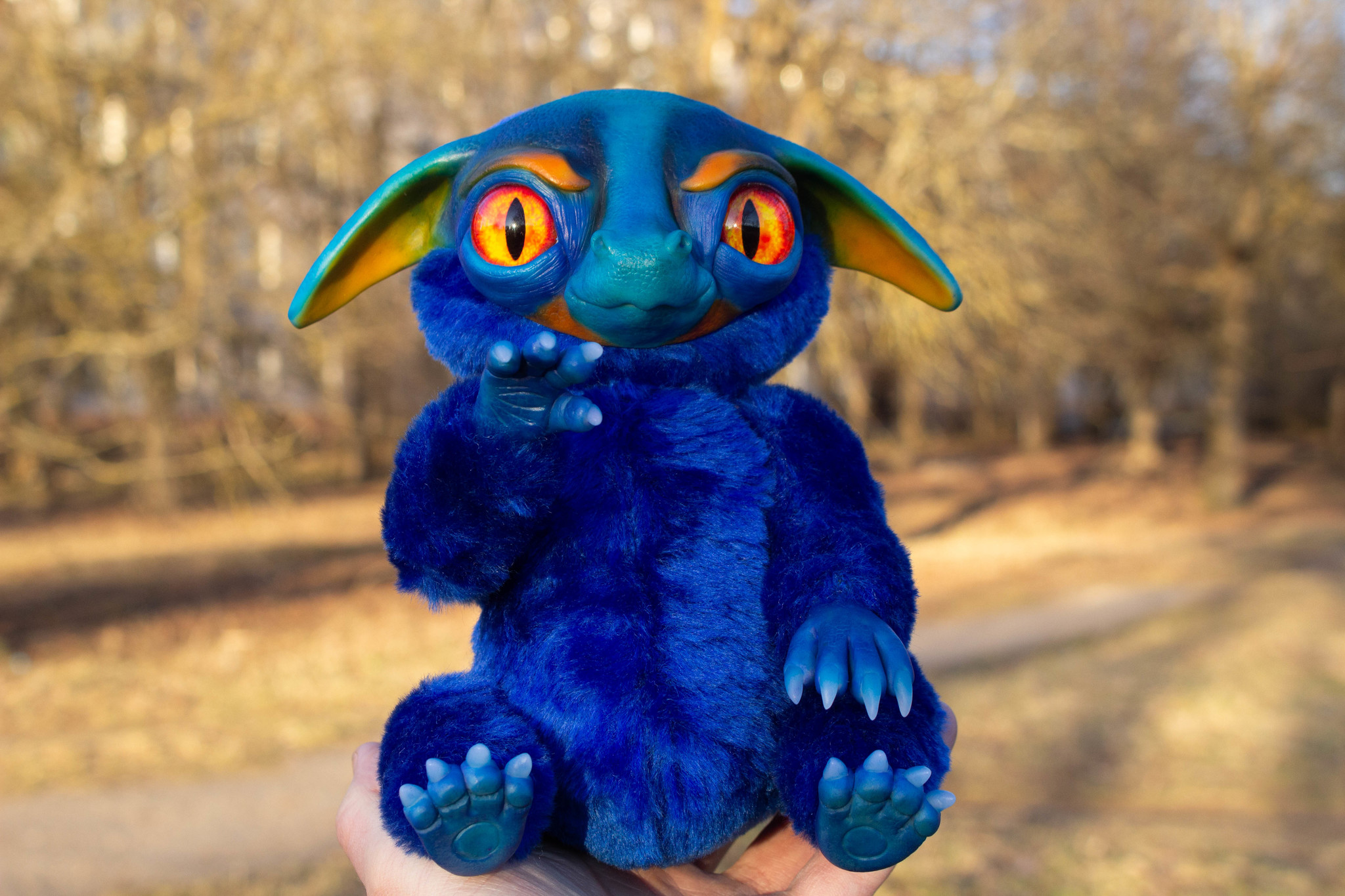 big-eyed beast - My, Author's toy, Polymer clay, Needlework without process, Longpost