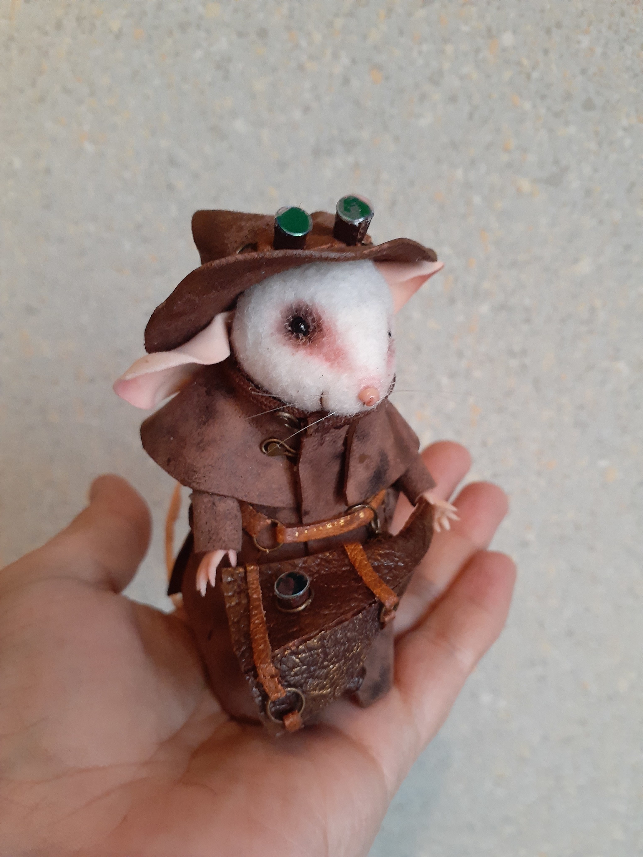 Mouse Plague Doctor - My, Elenamouse, Dry felting, Mouse, Plague Doctor, Needlework without process, Longpost