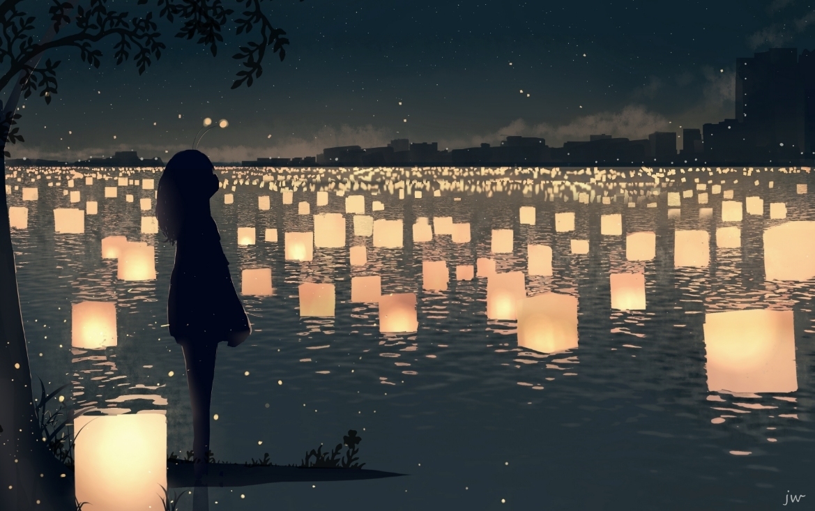 Works by artist JW - Art, Drawing, Background, Illustrations, Landscape, Girls, Sky, Starry sky, Longpost, Huashijw