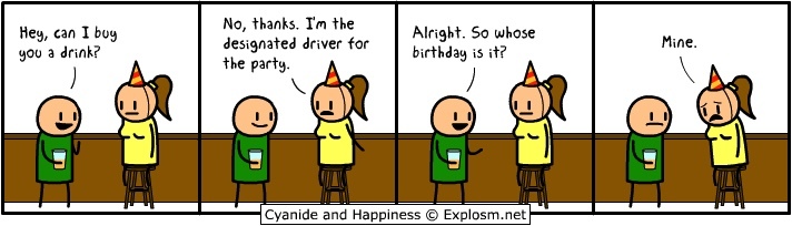 Did this happen to you?! - Cyanide and Happiness, Comics, Birthday, Party, Alcohol, Driver