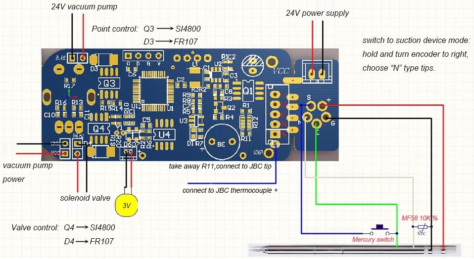 Схема подключения жала HAKKO T12 к плате KSGER на STM32 - Stm32, Ksger, Hakko T12, Паяльник, Подключение