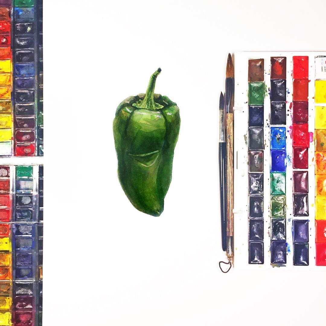 Peppers, watercolor - My, Drawing, Painting, Painting, Pepper, Longpost, Watercolor, Artist