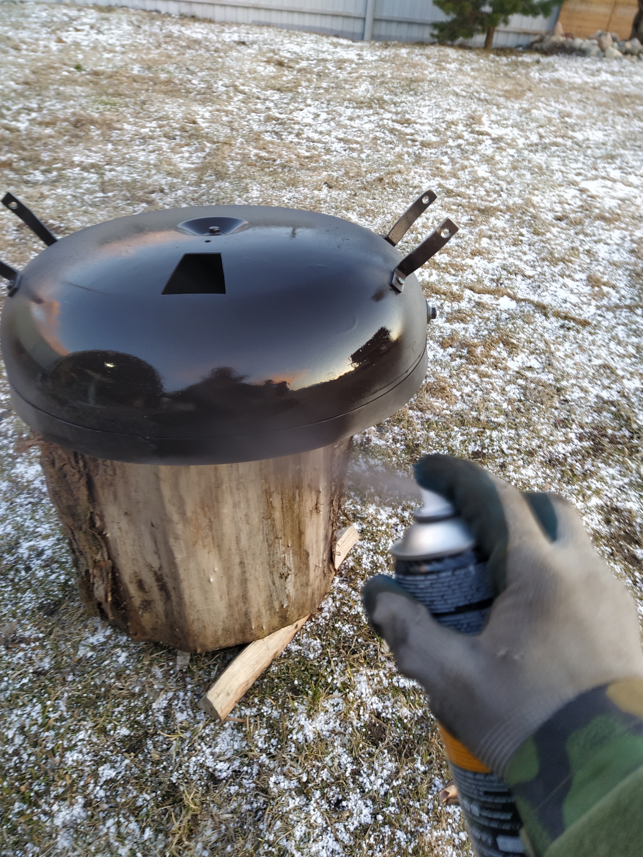 Grill Baby from an old hydraulic accumulator - My, Rukozhop, Grill, Brazier, Kitchen, Food, Campfire cooking, Bomb, Longpost, Needlework with process