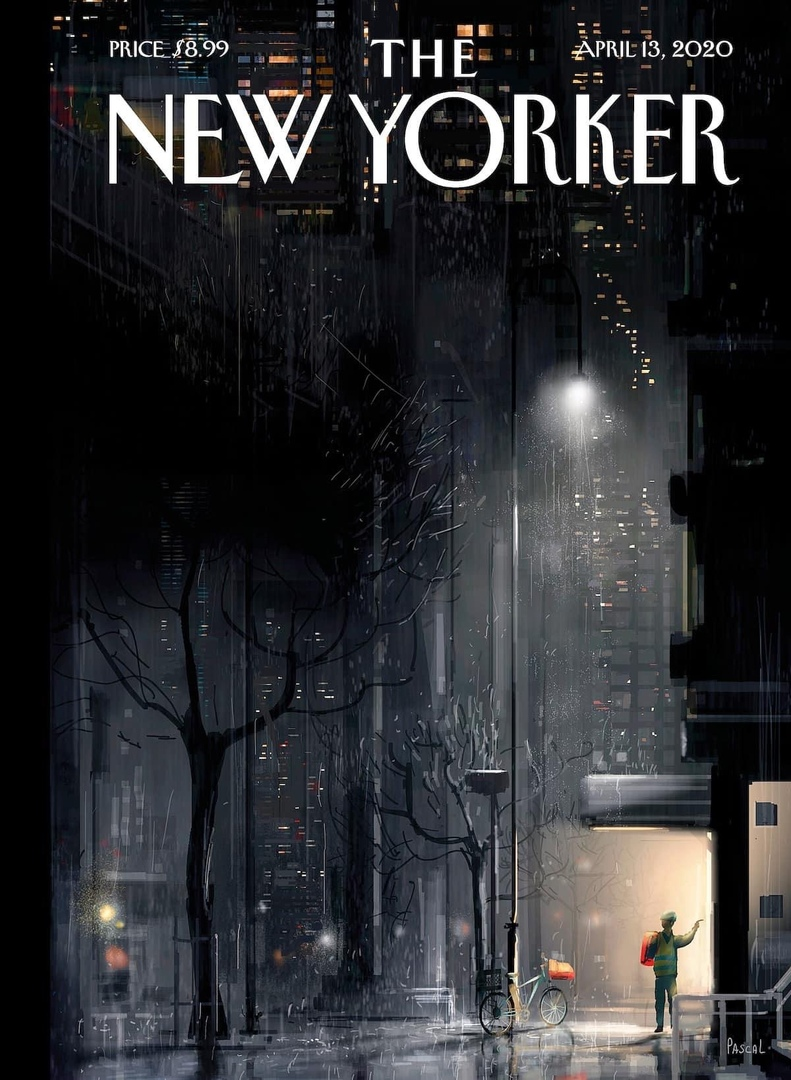 The darkest cover of The New Yorker - Cover, Illustrations, Food delivery, USA, Magazine, Pascal Campion