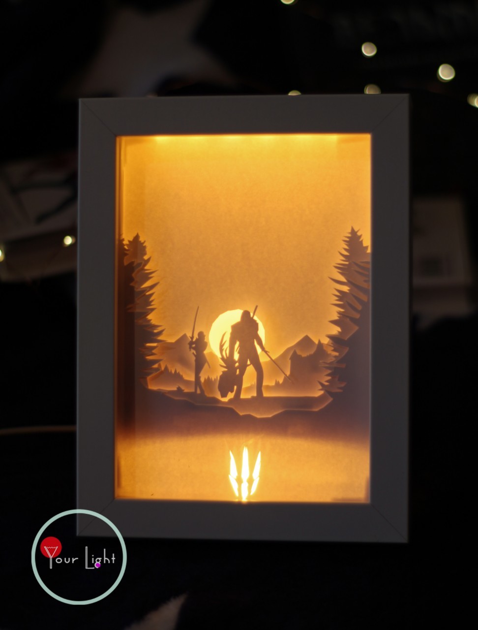 Witcher: Wild Hunt Night Light - My, Witcher, The Witcher series, The Witcher 3: Wild Hunt, Lightbox, Needlework without process, With your own hands, Creation, Longpost