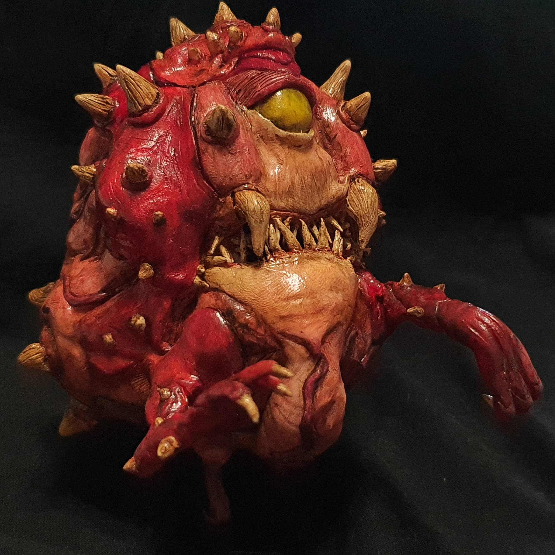 Cacodemon made of polymer clay - My, Doom, Polymer clay, Acrylic, Monster, Needlework without process, Longpost, Kacodemon (Doom)