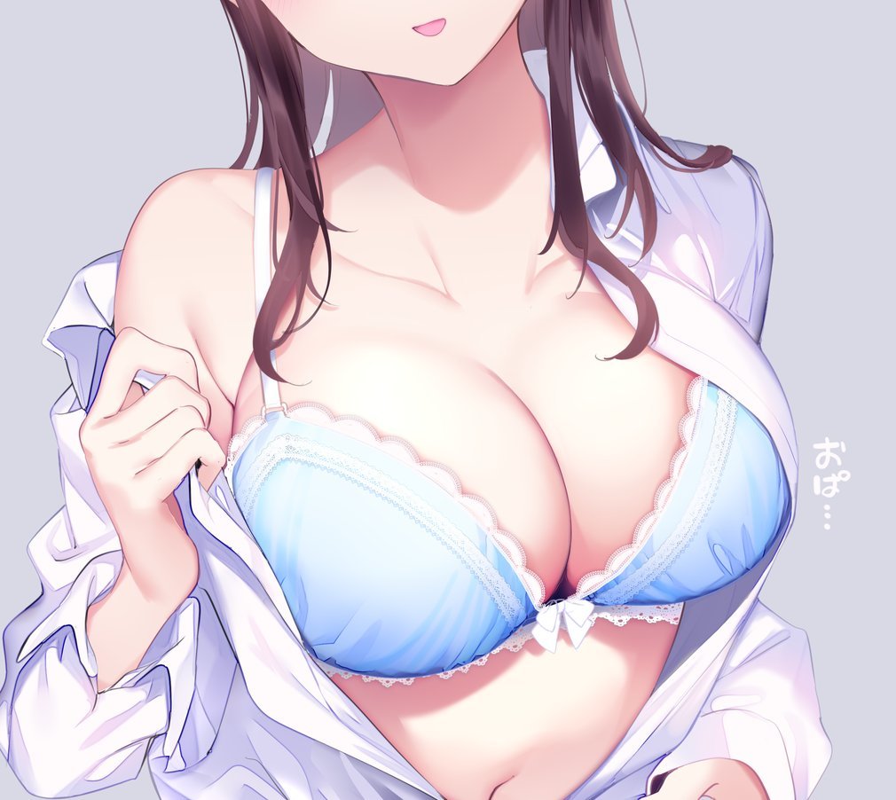 Blue lingerie - NSFW, Арт, Эротика, Anime Art, Грудь, Нижнее белье, Голубой цвет, Длиннопост