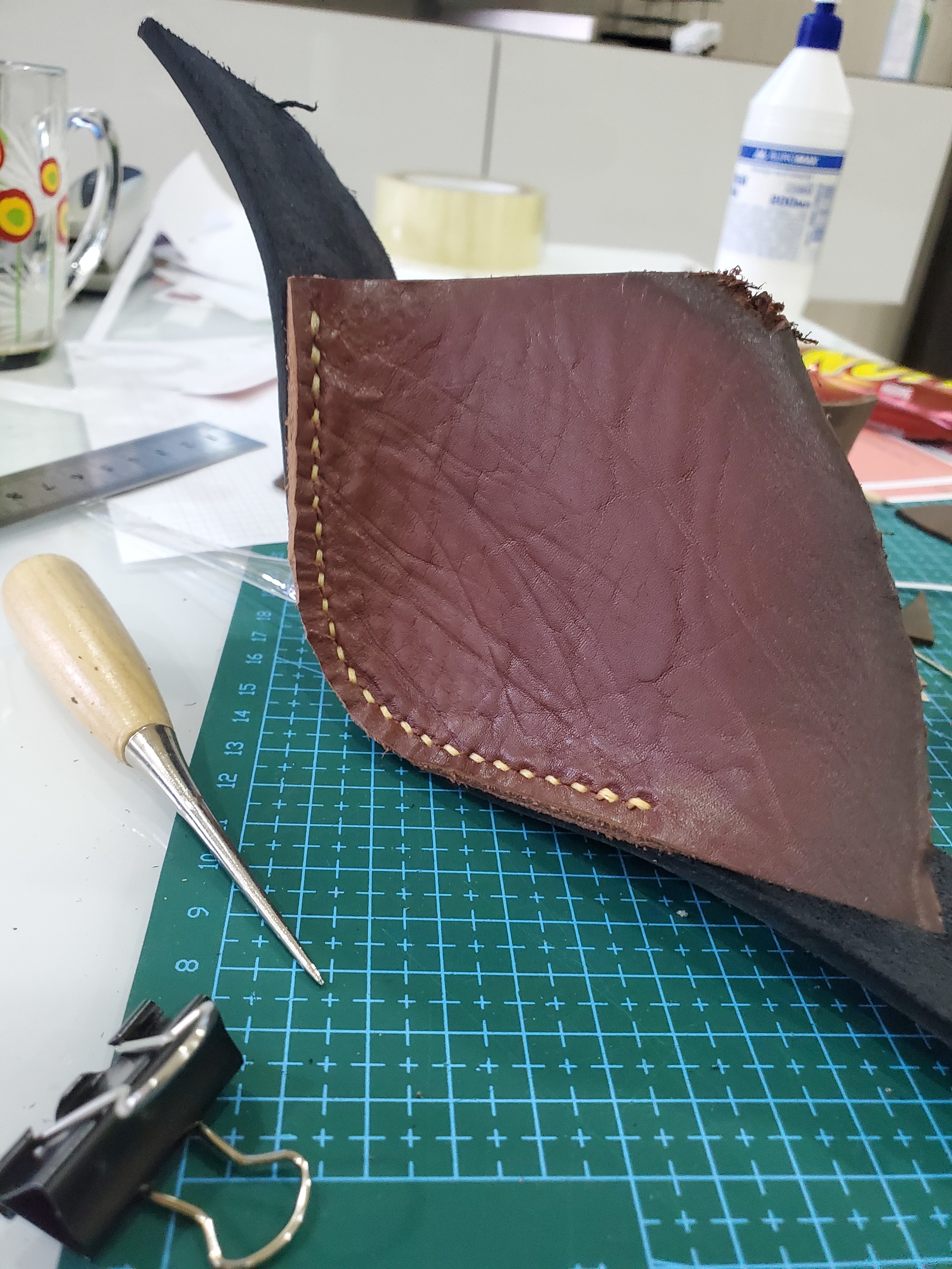 Leather briefcase. Brown - My, Leather products, Leather, With your own hands, Briefcase, Handmade, Longpost, Needlework with process