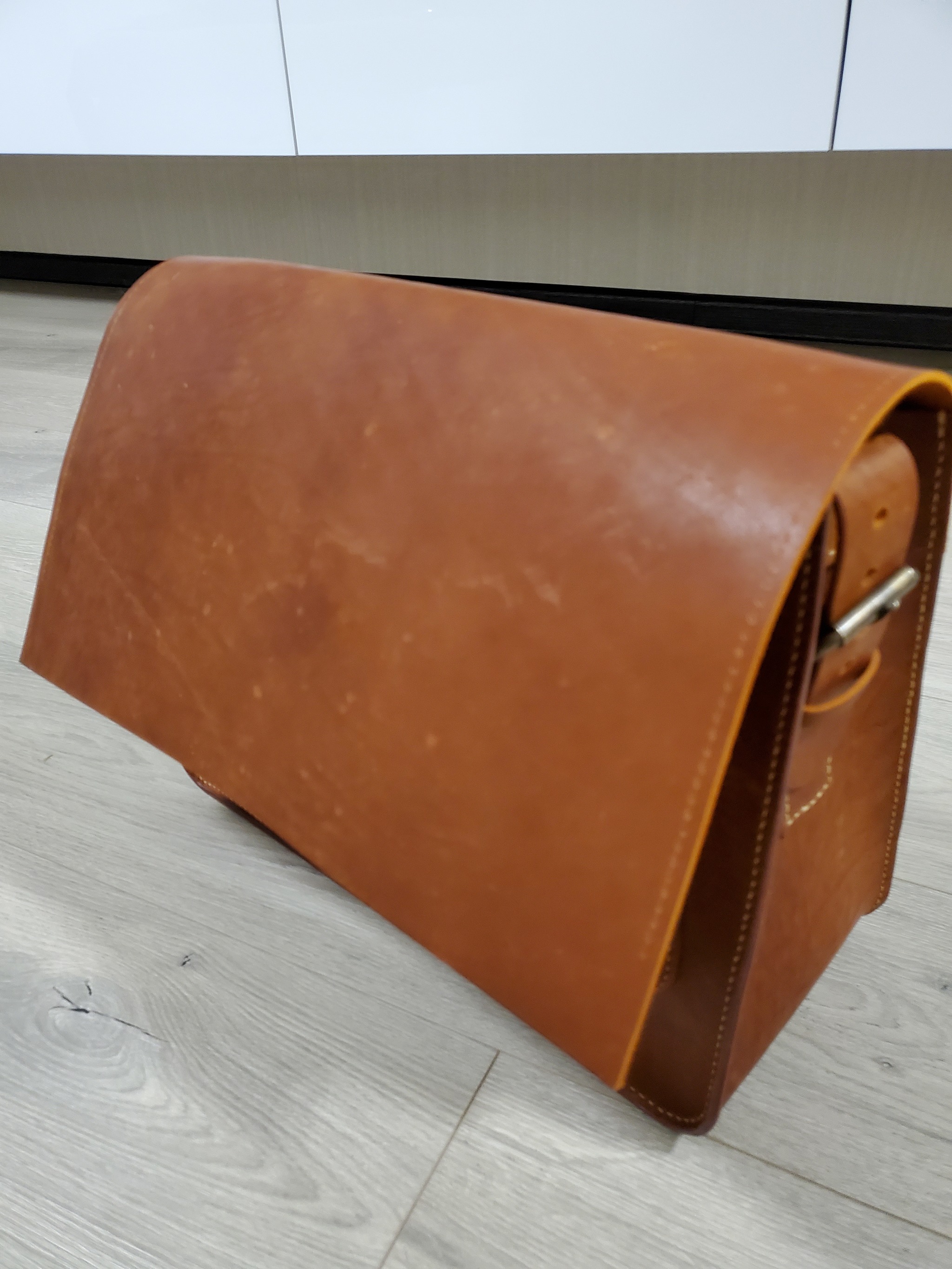 Leather briefcase. Brown - My, Leather products, Leather, With your own hands, Briefcase, Handmade, Longpost, Needlework with process