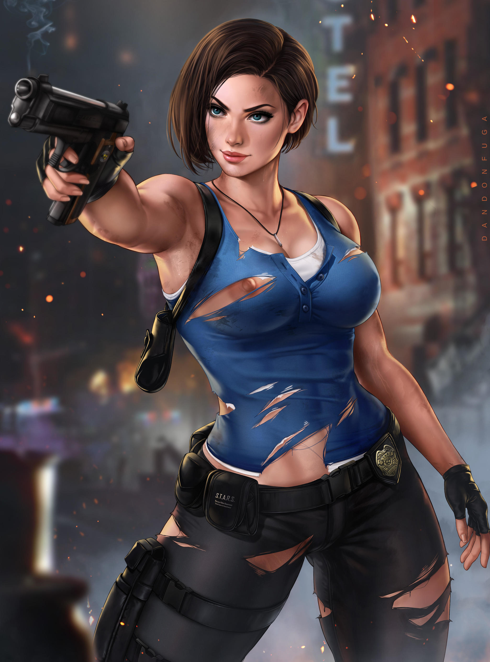 Jill Valentine - NSFW, Art, Resident evil, Jill valentine, Erotic, Game art, Underwear, Boobs, Dandonfuga, Longpost