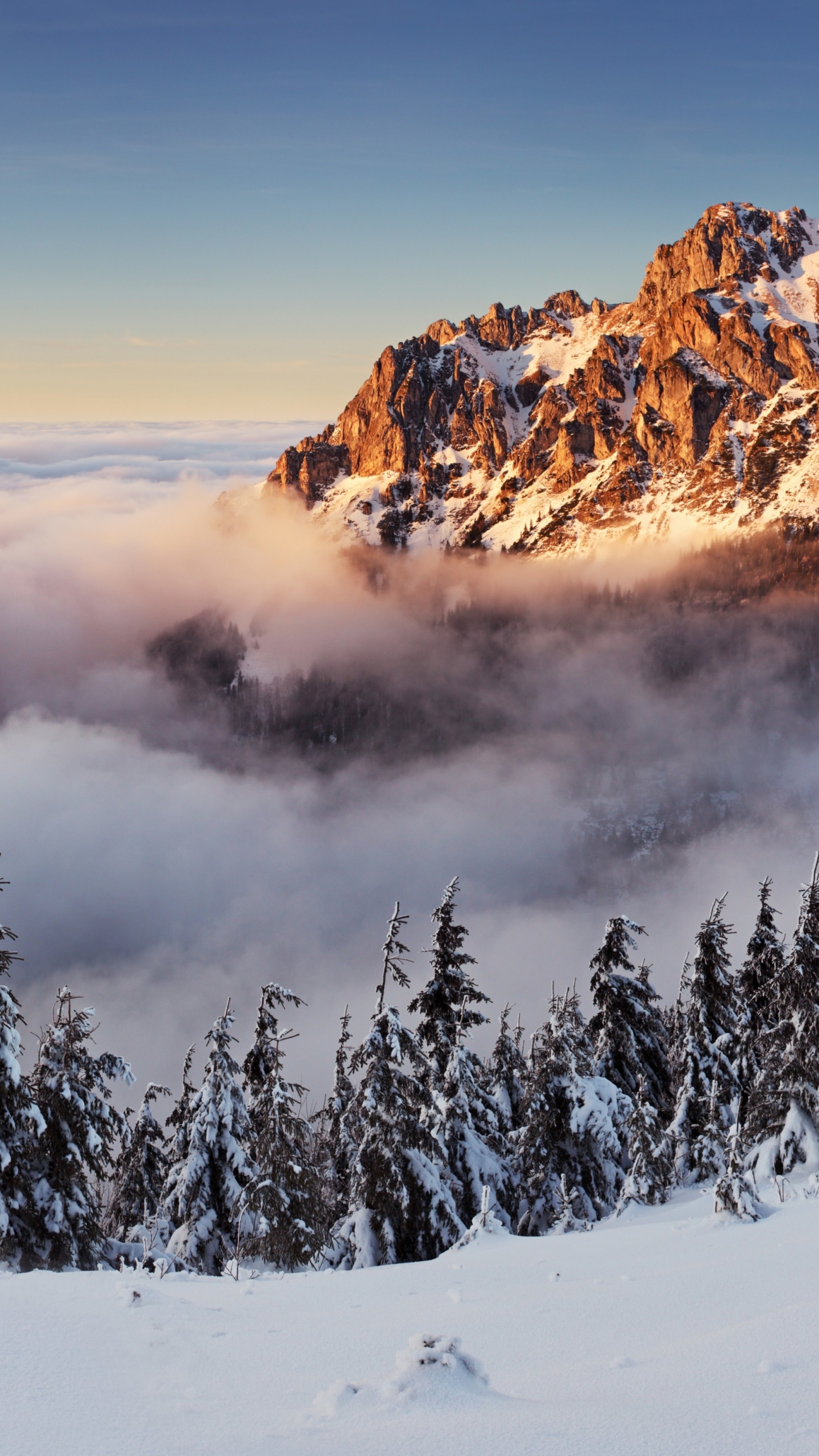 Slovak Tatras - Slovakia, Tatra Mountains, Carpathians, The mountains, Snow, The photo, Phone wallpaper, Sky