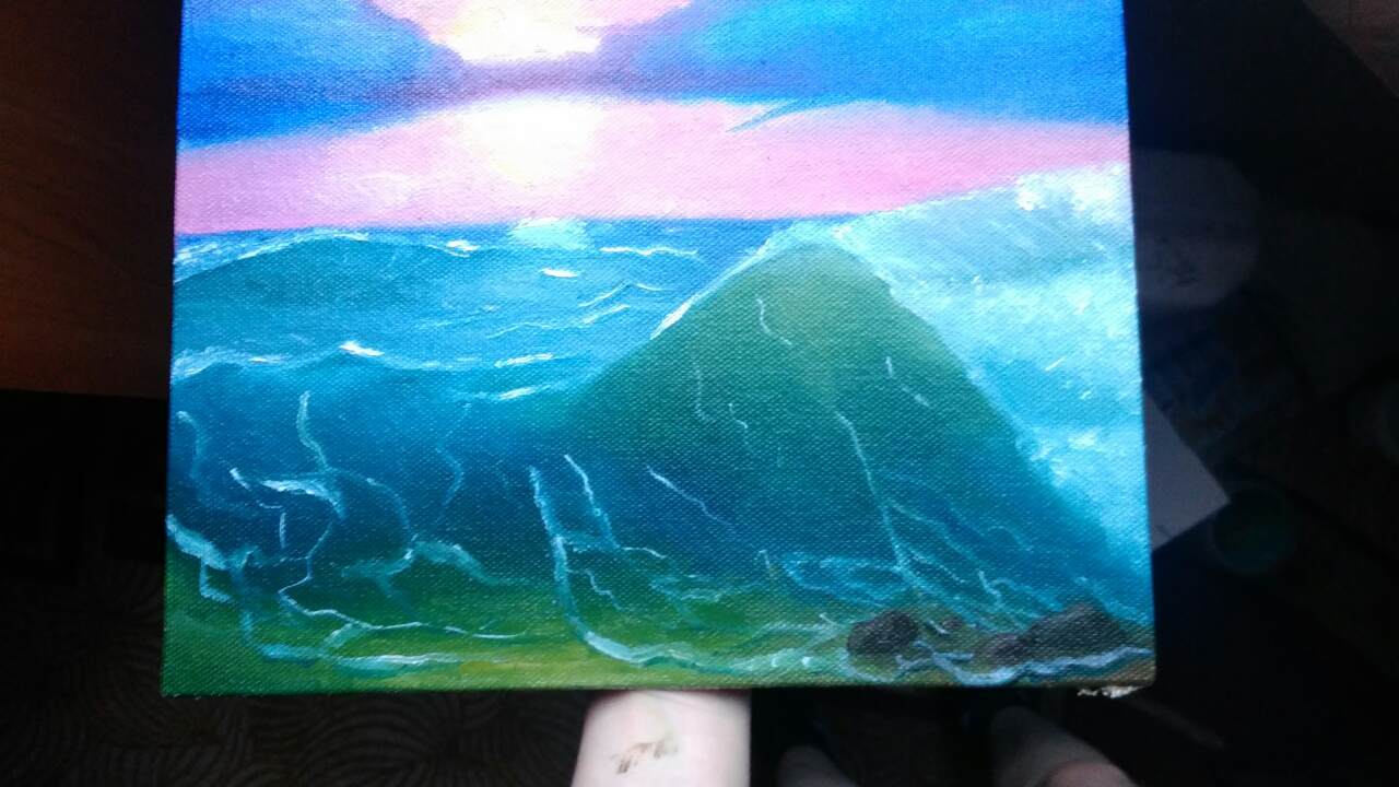 My before/after - My, Painting, Sea