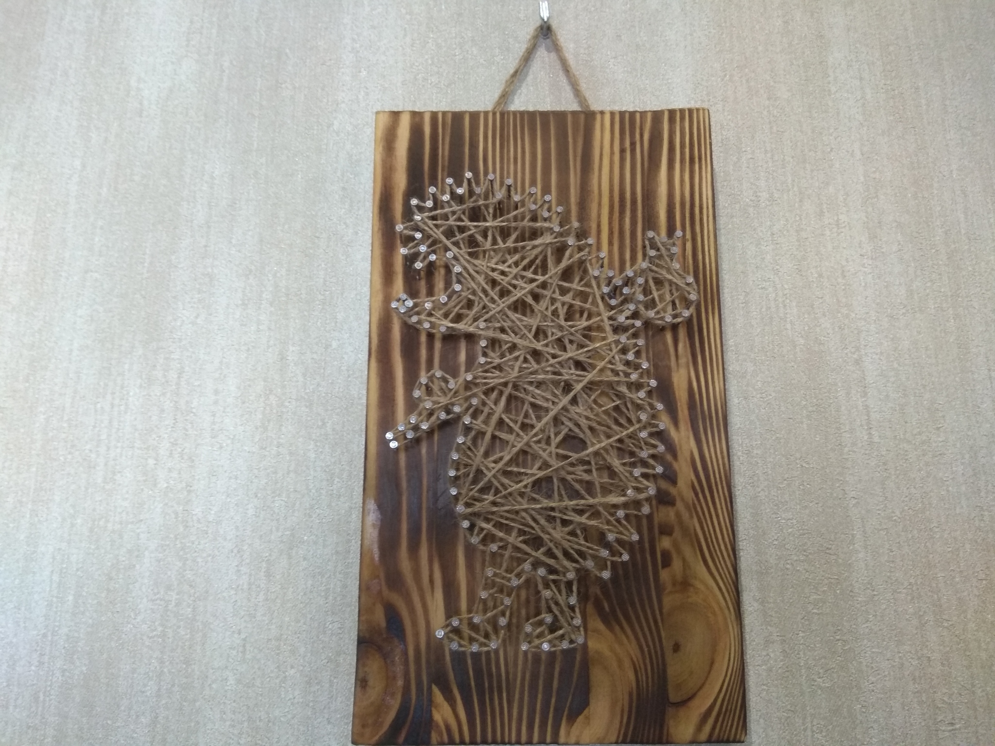 Postcard - painting in string art style - My, With your own hands, Painting, Birthday, Hedgehog, Longpost, Needlework with process