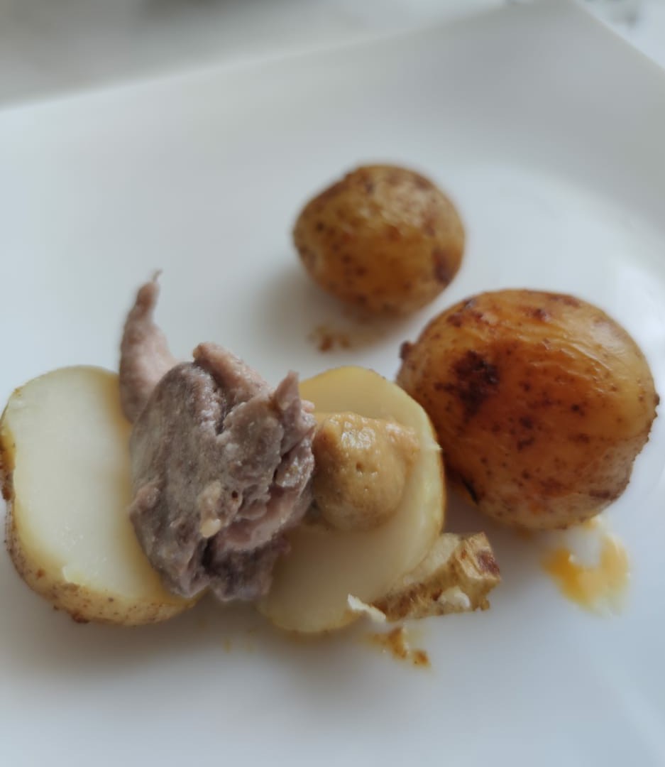 Have a snack - My, Snack, Evening evening, Cod liver, Rustic potatoes, Mustard, Longpost