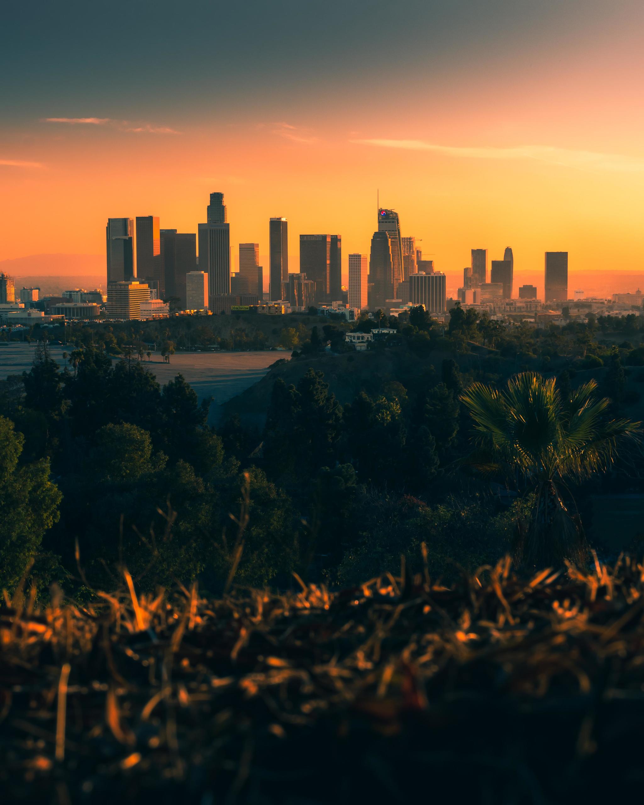 Sunset in Los Angeles without smog - The photo, USA, Los Angeles, Air, Sunset, Evening