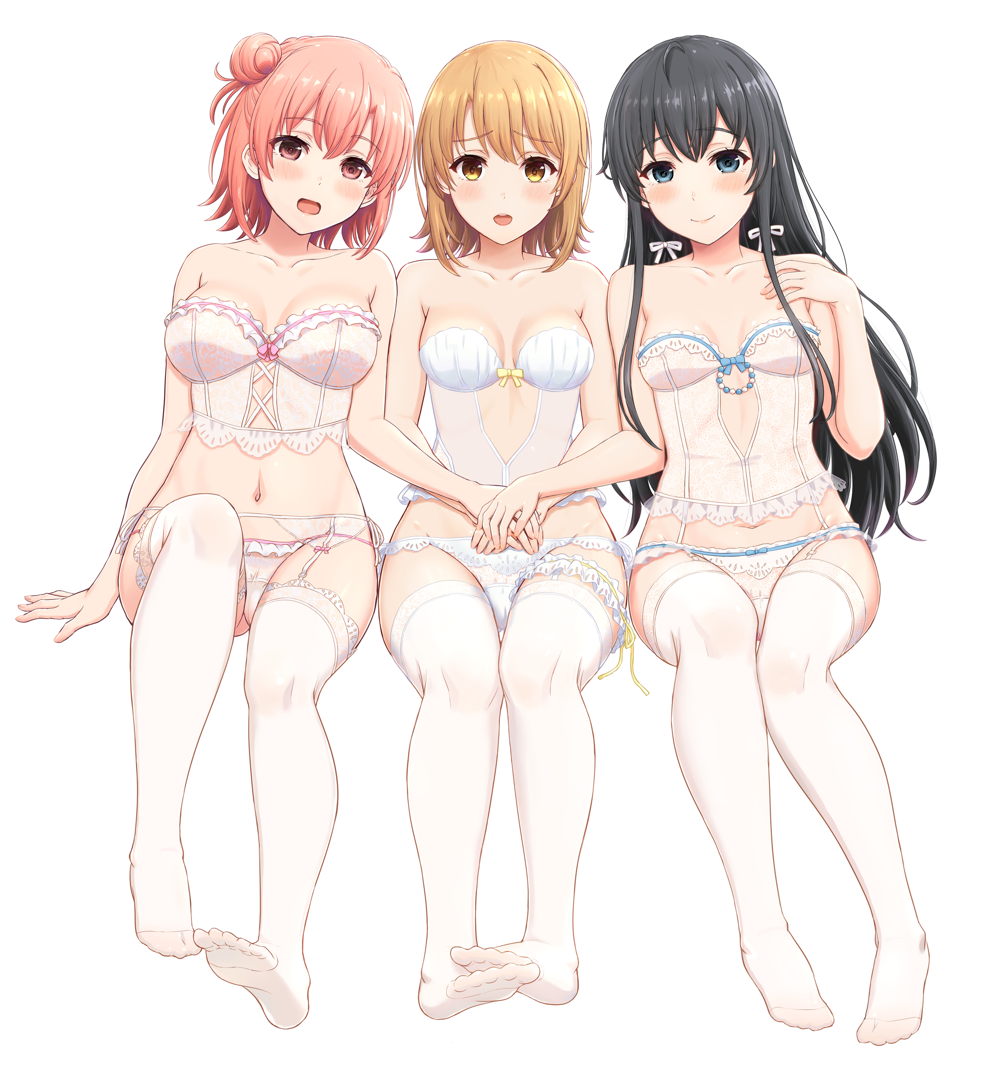 Yui, Iroha and Yukino - NSFW, Аниме, Anime Art, Oregairu, Yuigahama Yui, Isshiki iroha, Yukino Yukinoshita, Нижнее белье, Грудь