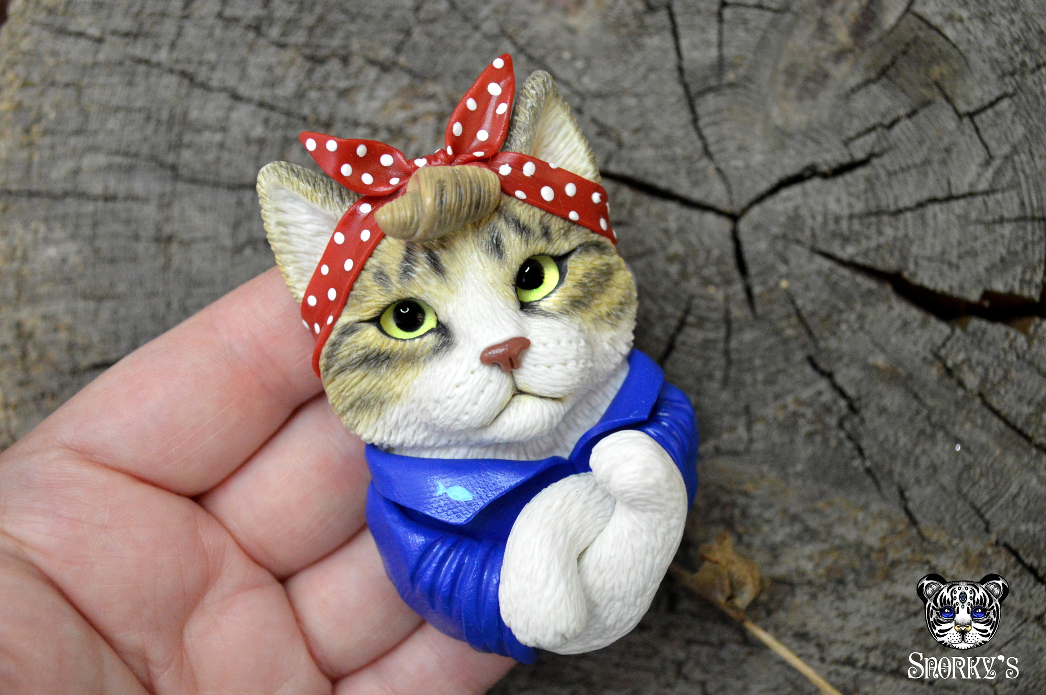 You can do it! - My, cat, Polymer clay, Brooch, Needlework without process