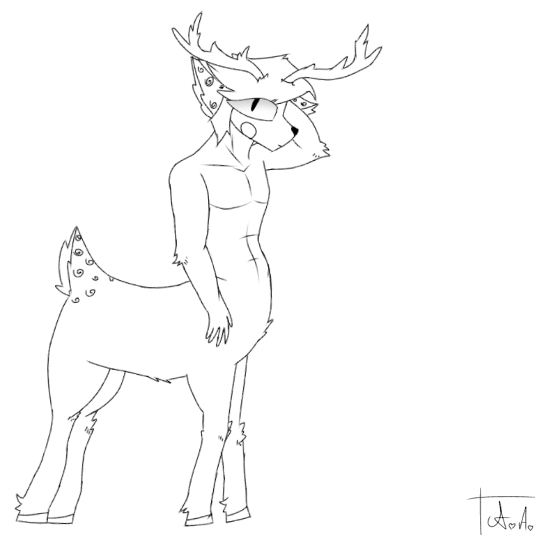 Something like this :P - My, Art, Drawing on a tablet, Drawing, Deer, Person