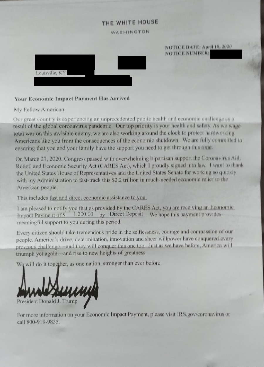 Received a letter from Trump today - My, Coronavirus, Donald Trump, Material aid