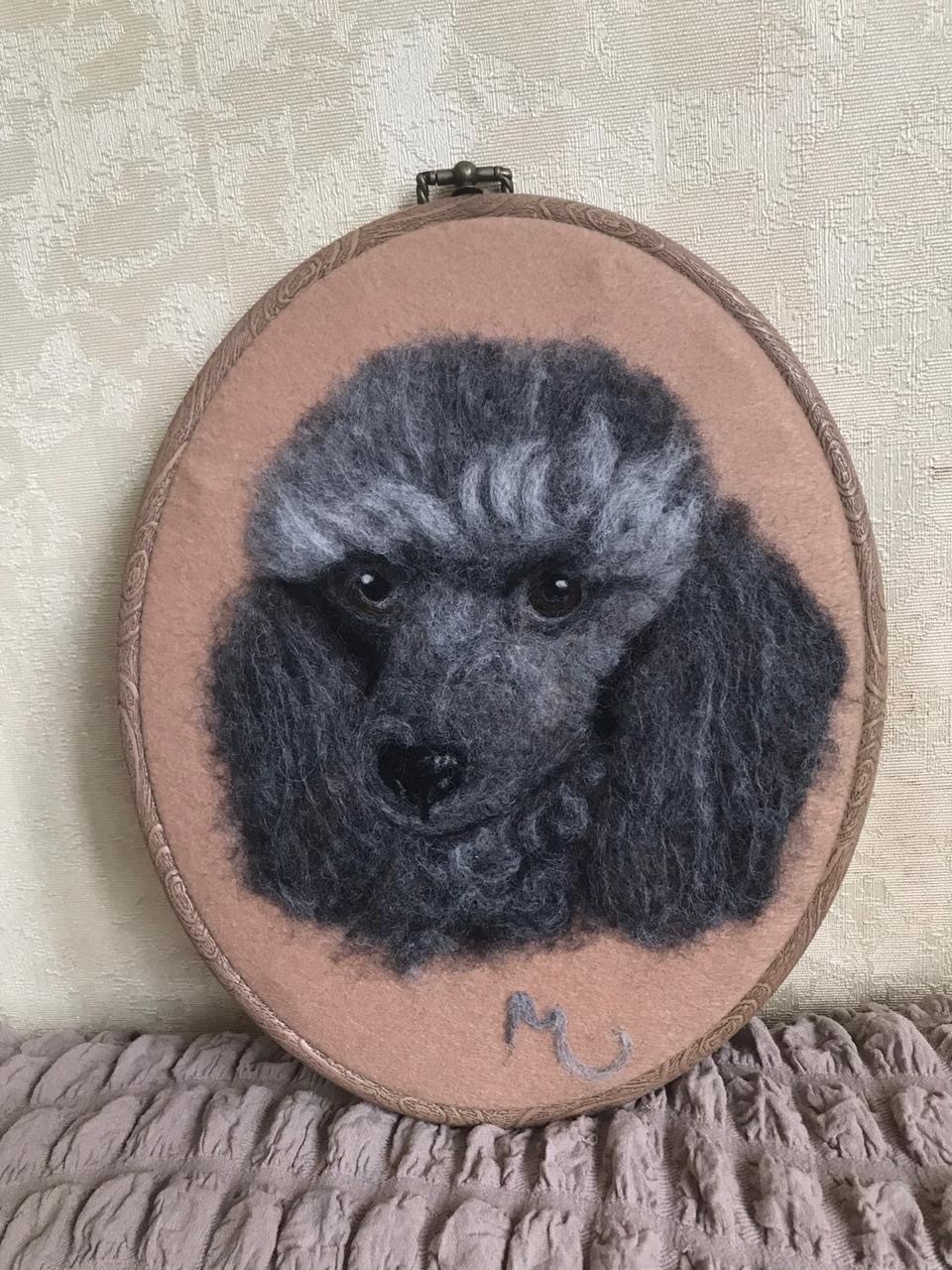 Gift for a friend - My, Portrait, Painting, Dog, Needlework without process, Presents, Creation, Dry felting, Painting, Longpost