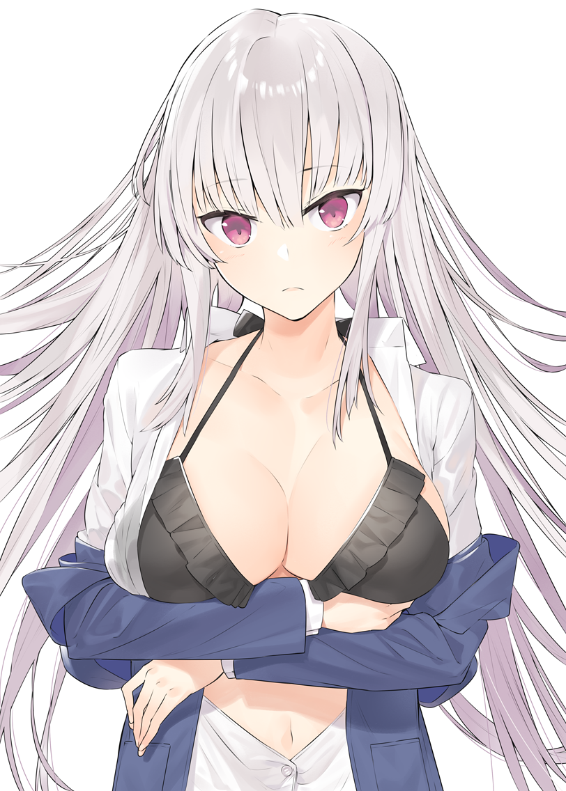 White hair - NSFW, Аниме, Anime Art, Original Character, Белые волосы, Нижнее белье, Купальник, Попа, Грудь, Длиннопост