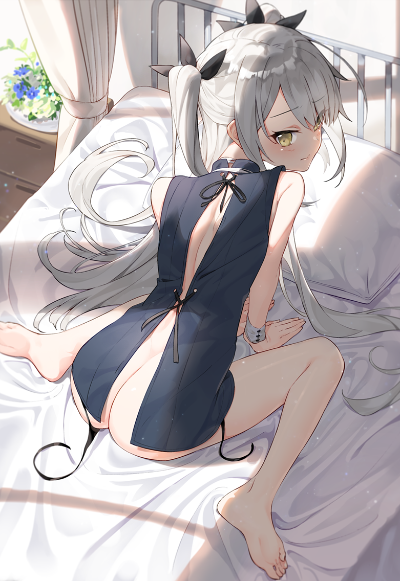 White hair - NSFW, Аниме, Anime Art, Original Character, Белые волосы, Нижнее белье, Купальник, Попа, Грудь, Длиннопост