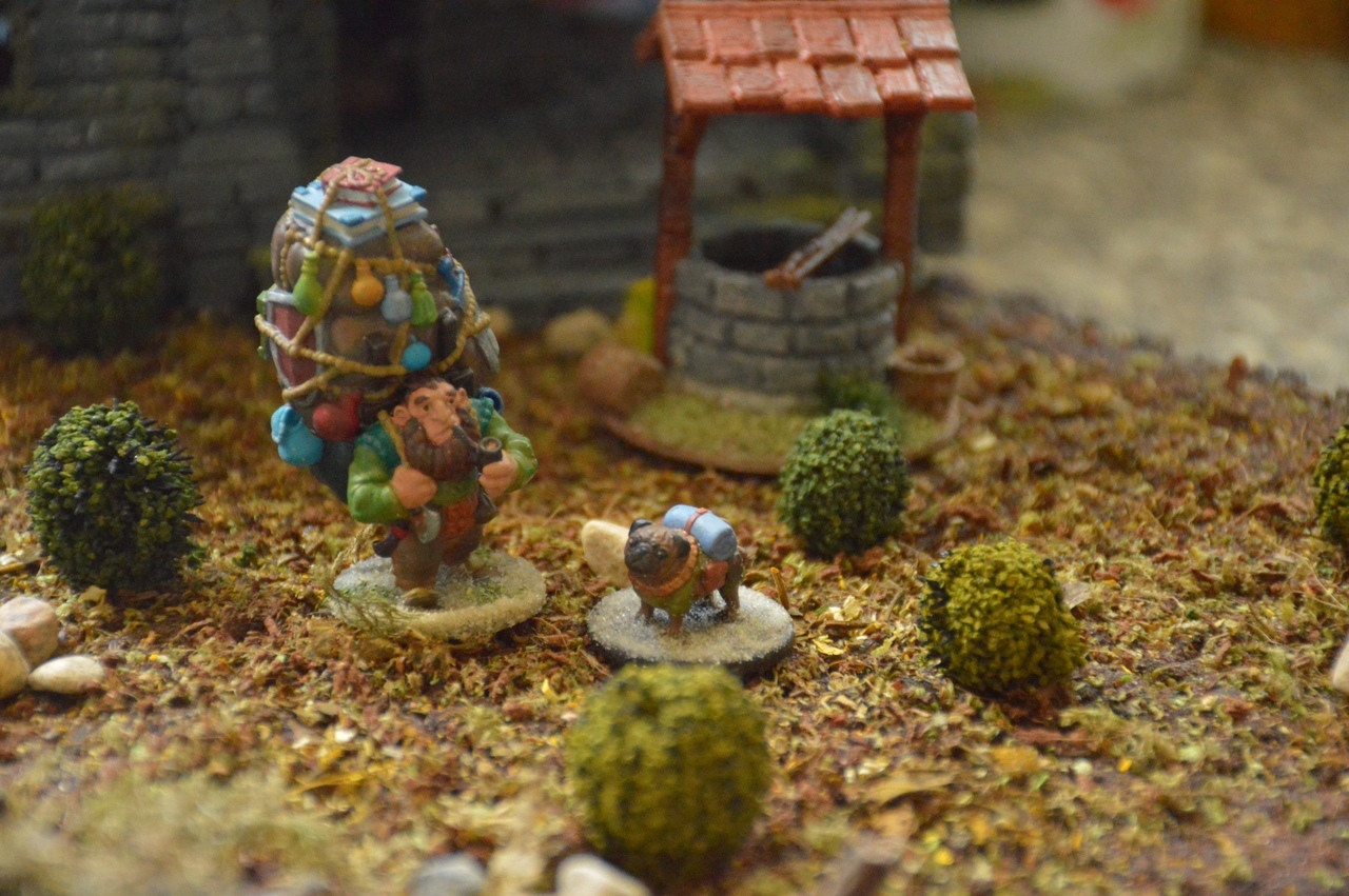 Elburn Hammersthorne and Dangles. The Traveling Trader by Patty the Trickster - My, Dungeons & dragons, Pathfinder, Miniature, Painting miniatures, Tabletop role-playing games, Pug, Longpost, Trade