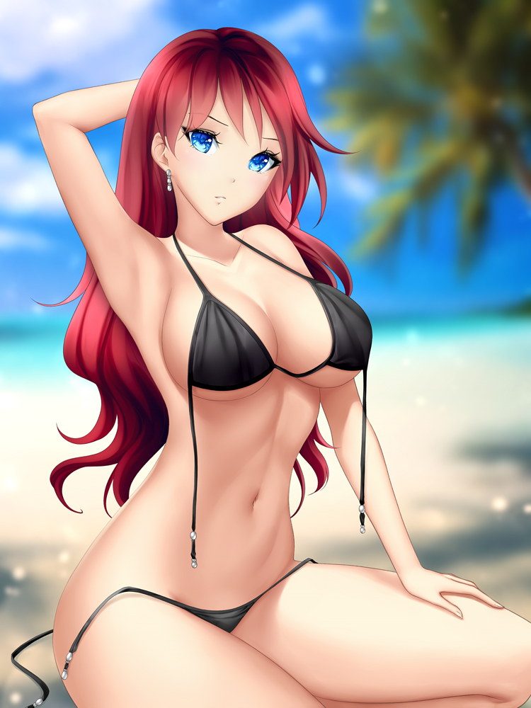 Beach girl - NSFW, Hand-drawn erotica, Erotic, Anime art, Gigamessy, Swimsuit