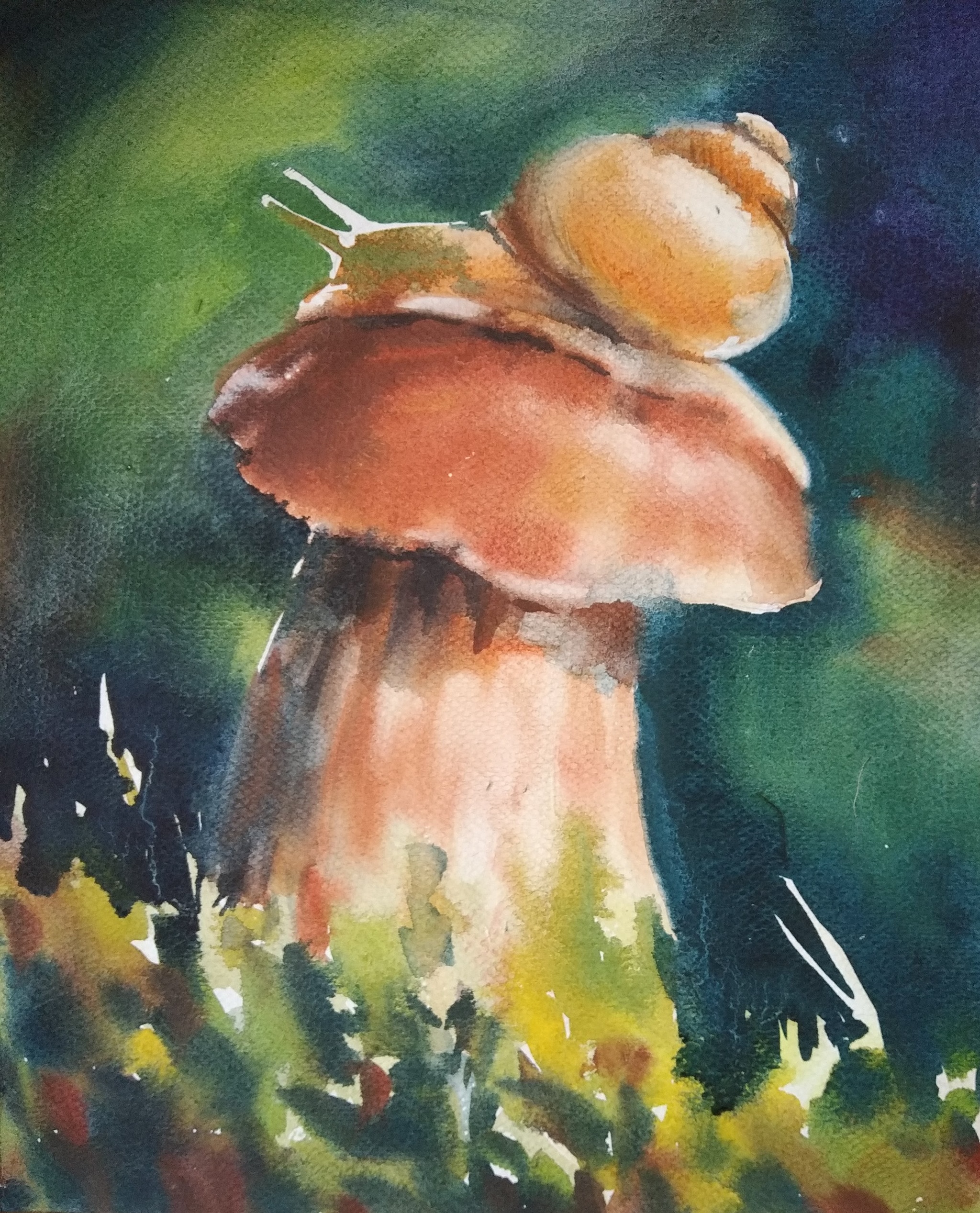 Mushrooms - My, Mushrooms, Watercolor, Etude